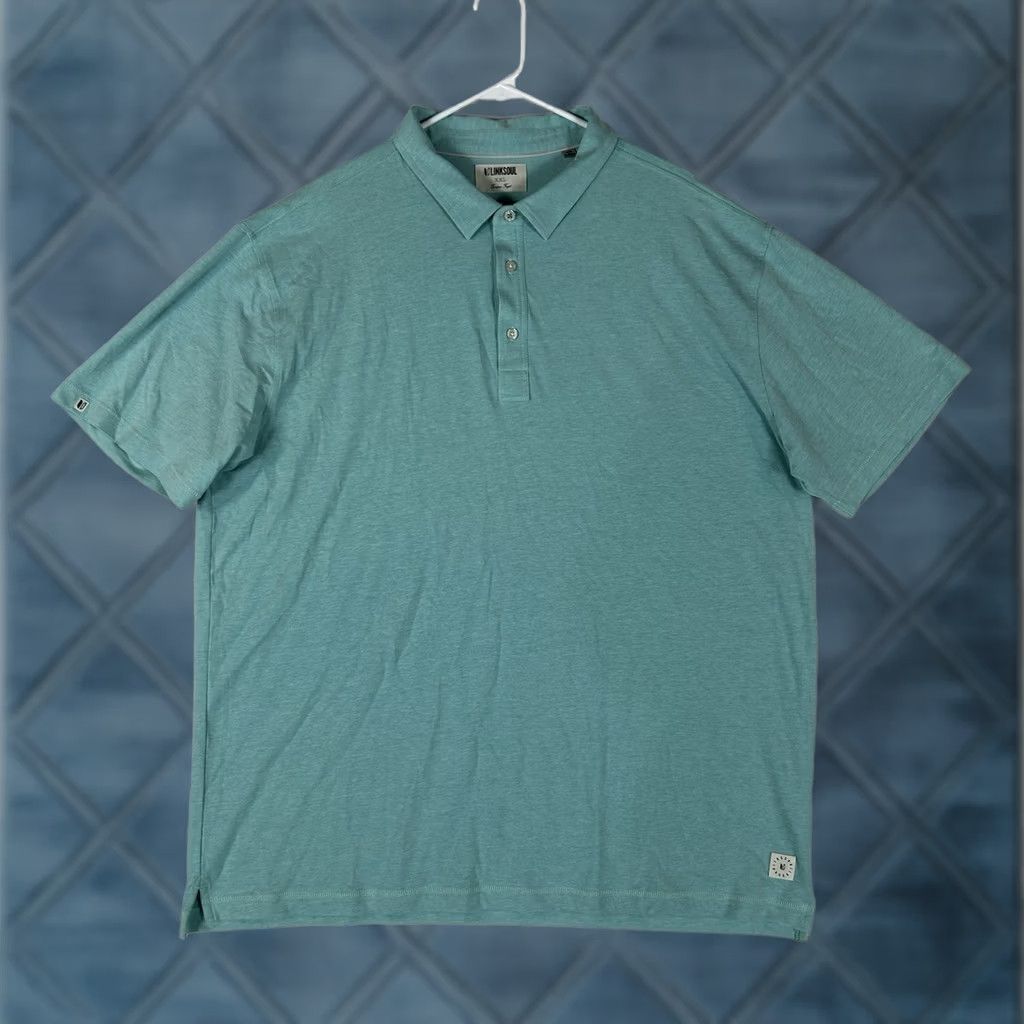 Vintage Linksoul Tempus Fugit Polo Shirt Mens 2XL Blue Teal Short Sleeve Collared Golf Casual Shirt Size US XXL / EU 58 / 5 - 1 Thumbnail