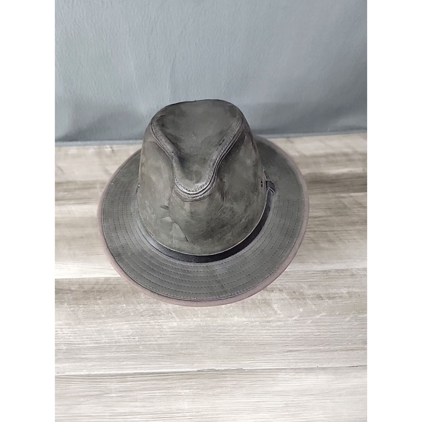 Vintage Henschel Hatquarters Leather Western Cowboy Hat Large L Black Men's USA Size ONE SIZE - 2 Thumbnail