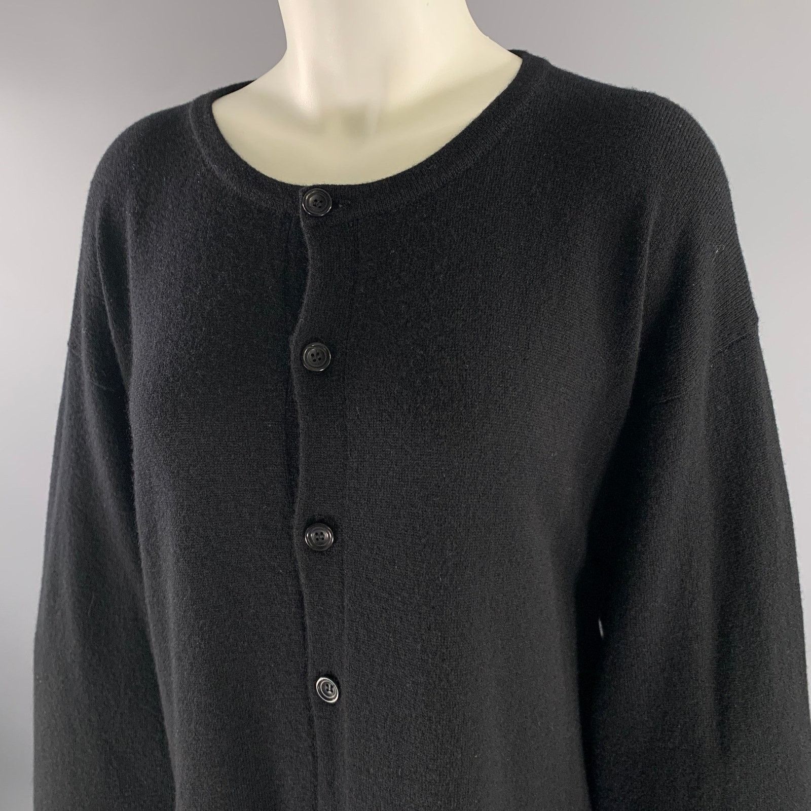 eskandar ESKANDAR M Size Black Cashmere Oversized Cardigan Size ONE SIZE - 2 Thumbnail