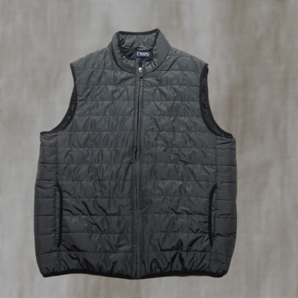 Chaps Chaps Quilted Puffer Vest - Solid Black - Zippered - Sleeveless - Men XL Size US XL / EU 56 / 4 - 1 Thumbnail