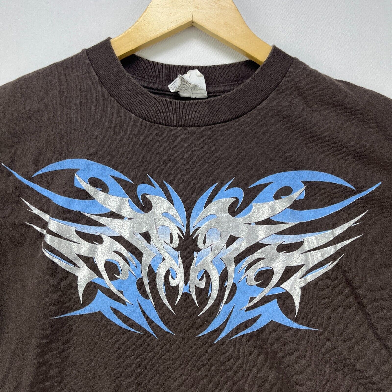 Vintage Vintage Y2K Tribal Graphic T-Shirt Silver Flames XS Skater Size US M / EU 48-50 / 2 - 3 Thumbnail