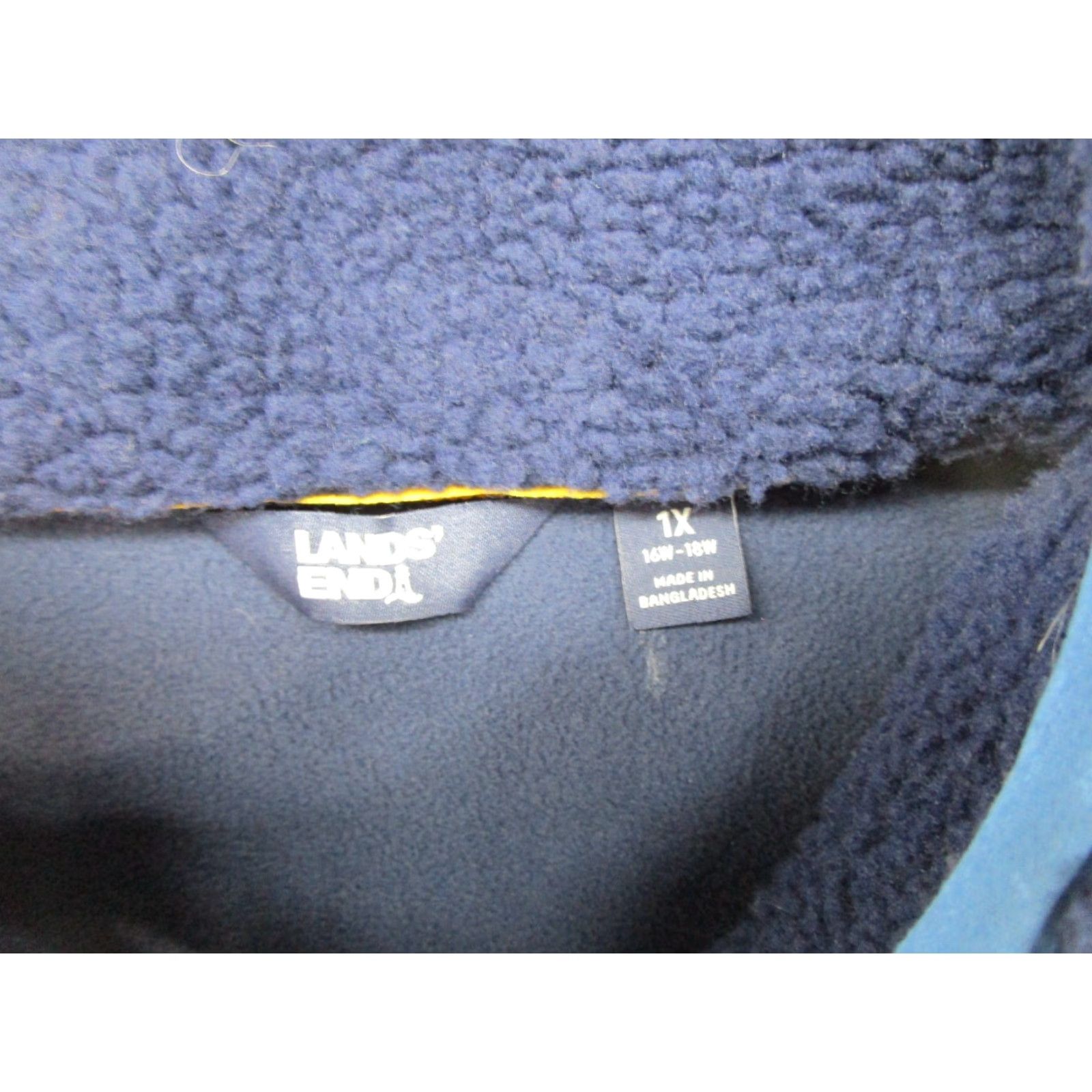 Lands' End Lands' End Women's Plus Size 1X Sherpa Pile Fleece Jacket Blue Full Zip Outdoor Pockets Size XL / US 12-14 / IT 48-50 - 2 Thumbnail
