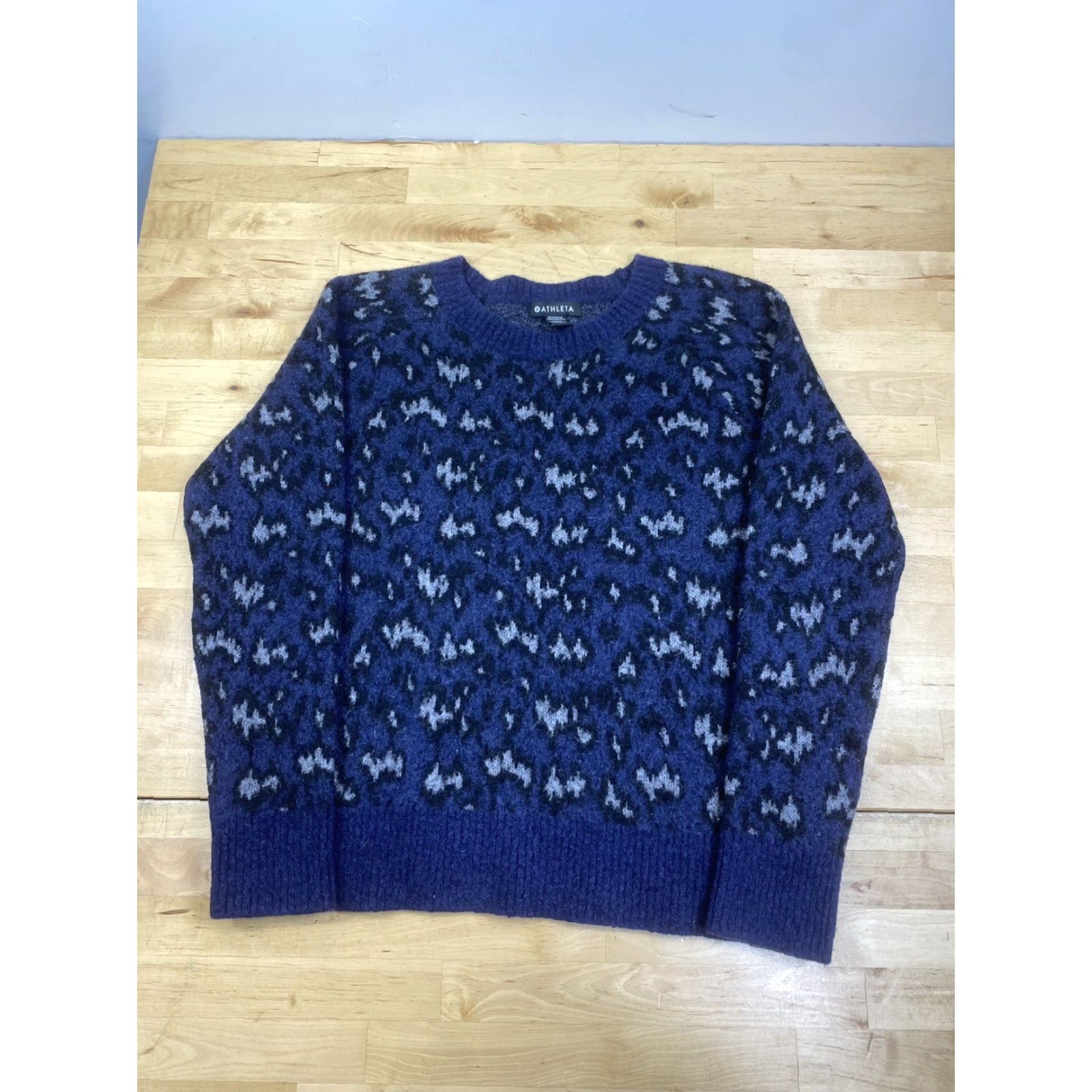 Athleta Athleta Womens Sweater M Blue Pattern Merino Wool Blend Casual Pullover #8145 Size M / US 6-8 / IT 42-44 - 2 Thumbnail