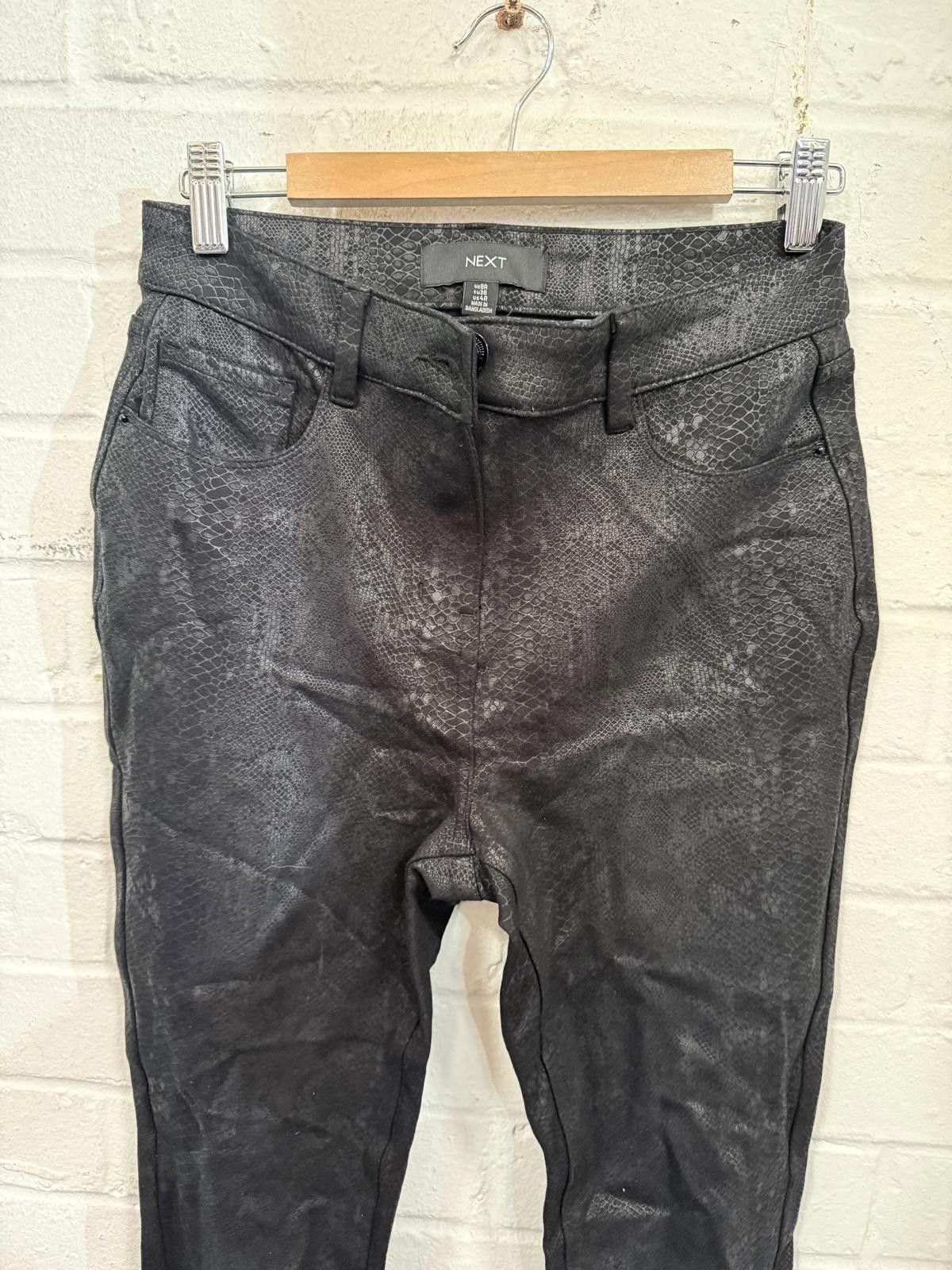 NEXT Next Black Faux Leather Snake Print Skinny Trousers UK Size Size 27" / US 4 / IT 40 - 3 Thumbnail