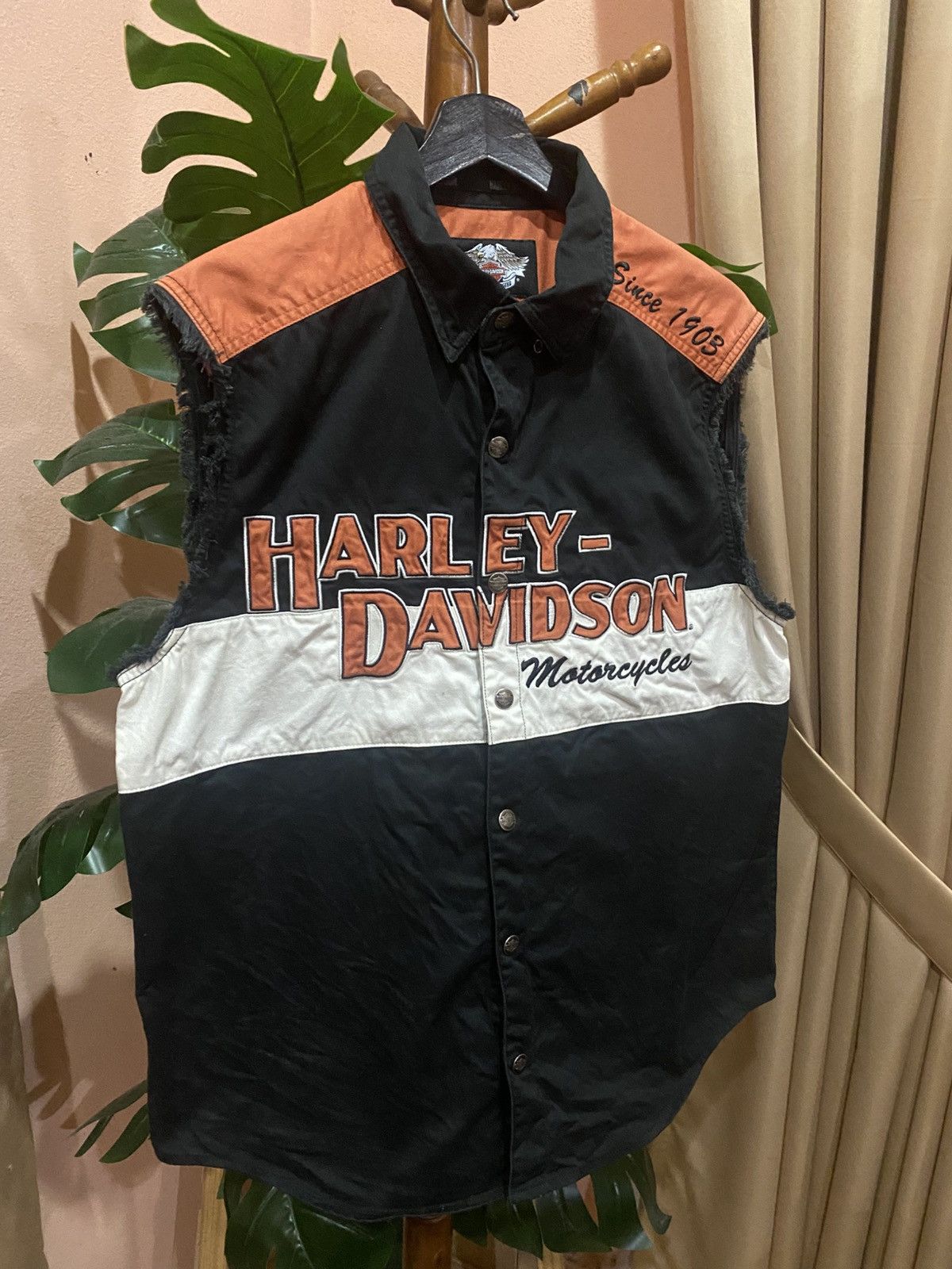 Harley Davidson Vintage 2007 Harley-Davidson Sleeveless Button-Up Vest Size US M / EU 48-50 / 2 - 7 Thumbnail