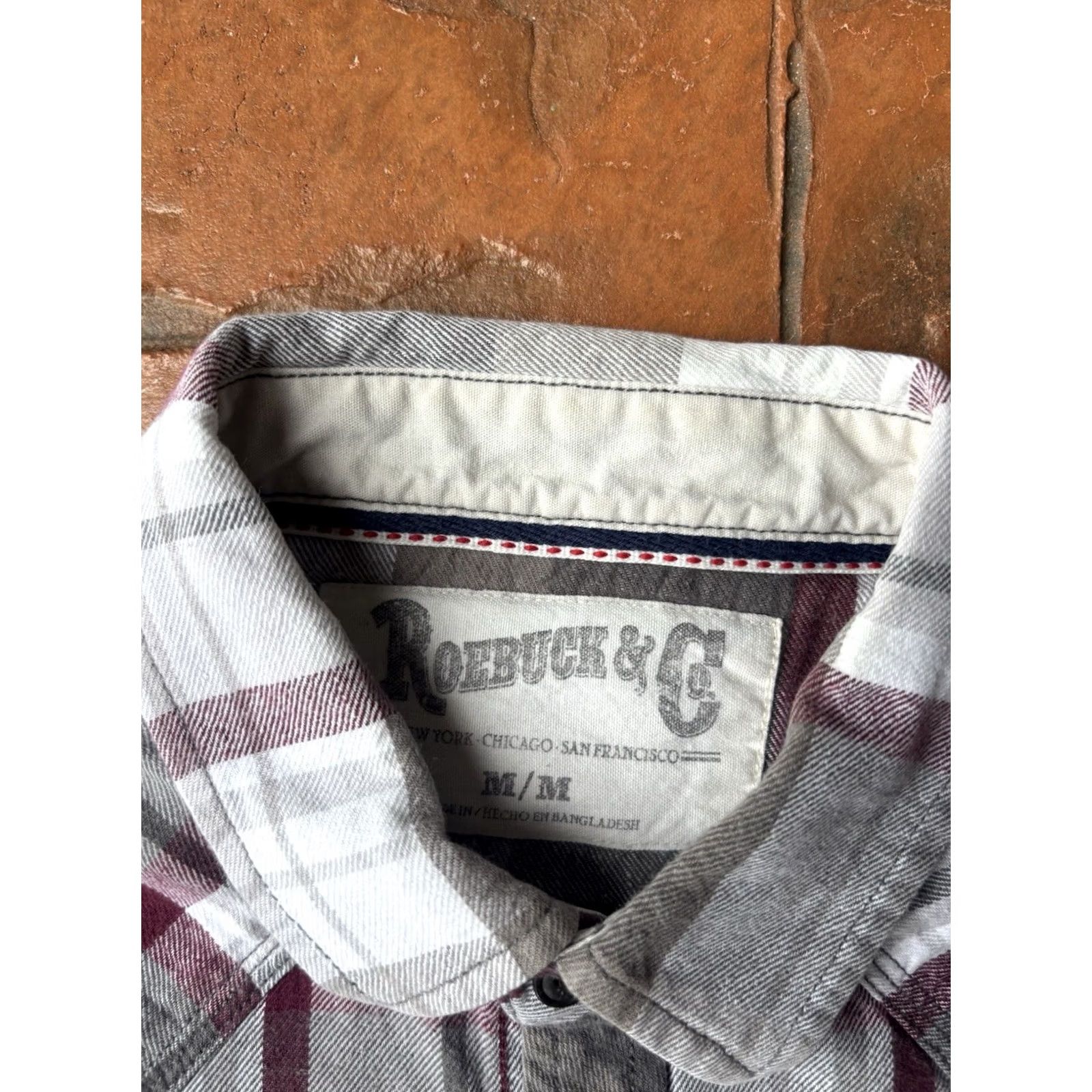 CO Roebuck & Co Pearl Snap Long Sleeve Shirt Men’s Medium Plaid Western Cowboy Size US L / EU 52-54 / 3 - 3 Thumbnail