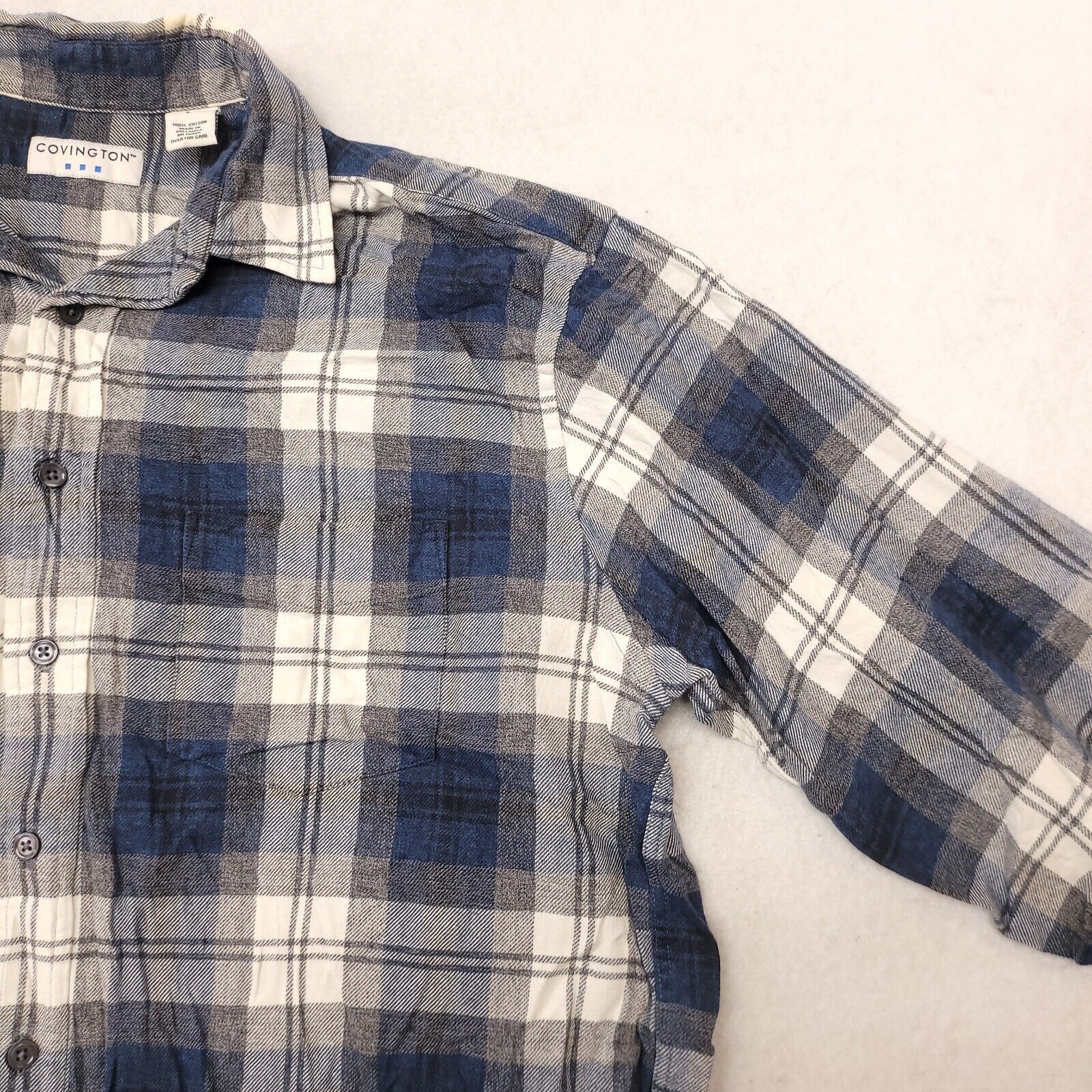 Covington Covington Tartan Flannel Button Shirt Mens Size L Gray Blue Size US L / EU 52-54 / 3 - 5 Thumbnail