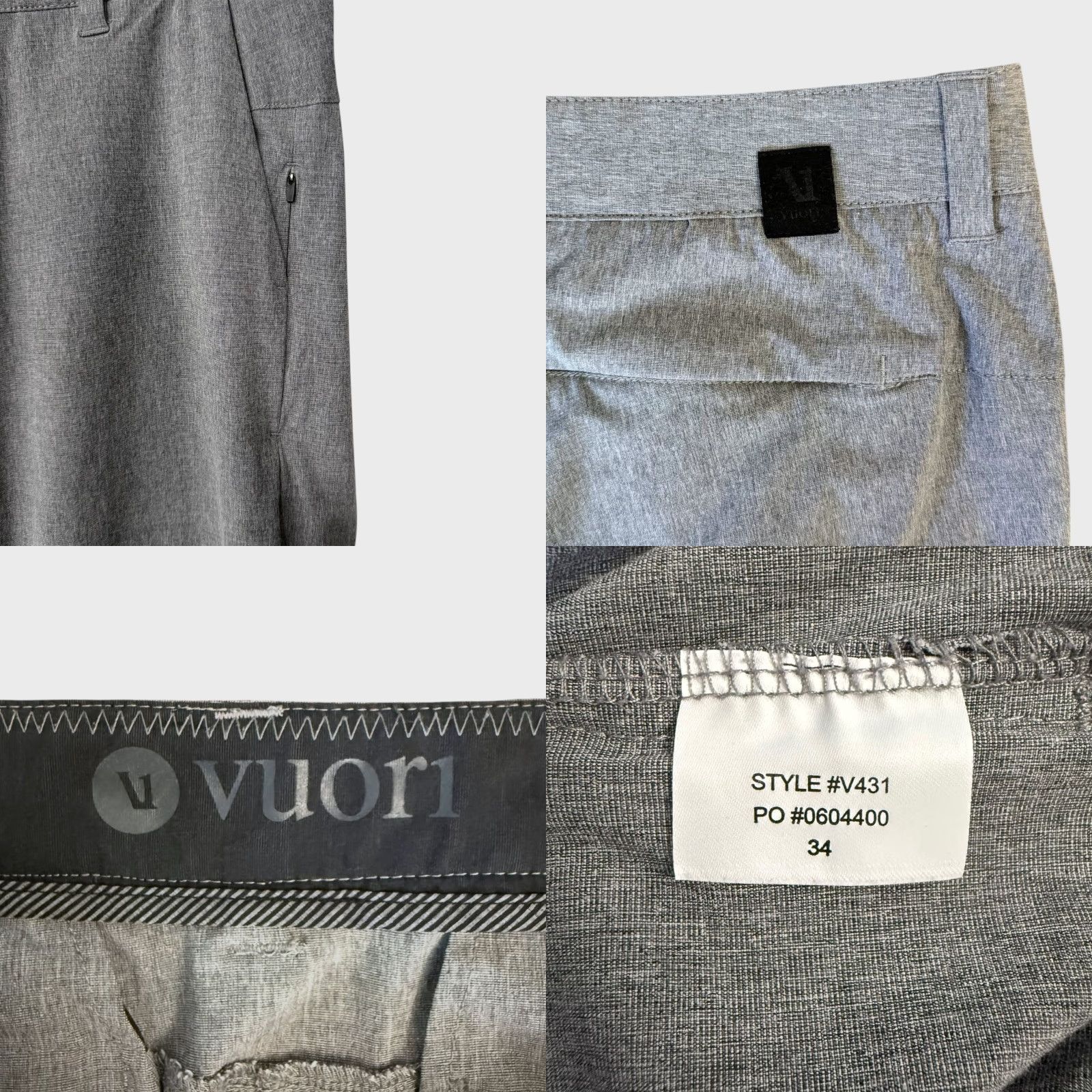 Vuori Vuori Aim Pants Gray Men Size 34 Performance Stretch Slim-Fit Golf Chino V431 Size US 34 / EU 50 - 8 Thumbnail