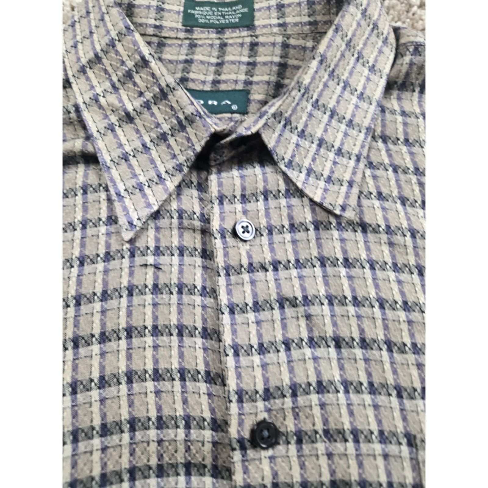 Vintage VINTAGE Tundra Shirt Men XL Yellow Beige Plaid Button-Up Long Sleeve Rayon Blend/Cotton Brown Size US XL / EU 56 / 4 - 7 Thumbnail