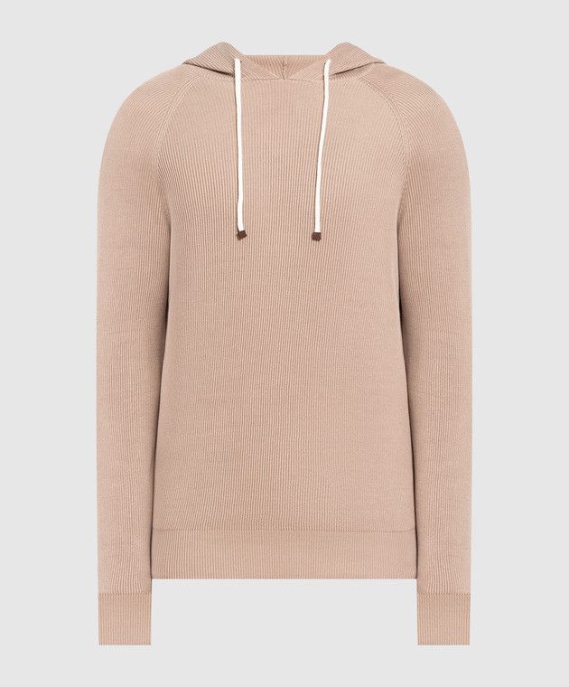 Brunello Cucinelli o1w1db10425 Cashmere Hoodie in Beige Size US L / EU 52-54 / 3 - 1 Thumbnail