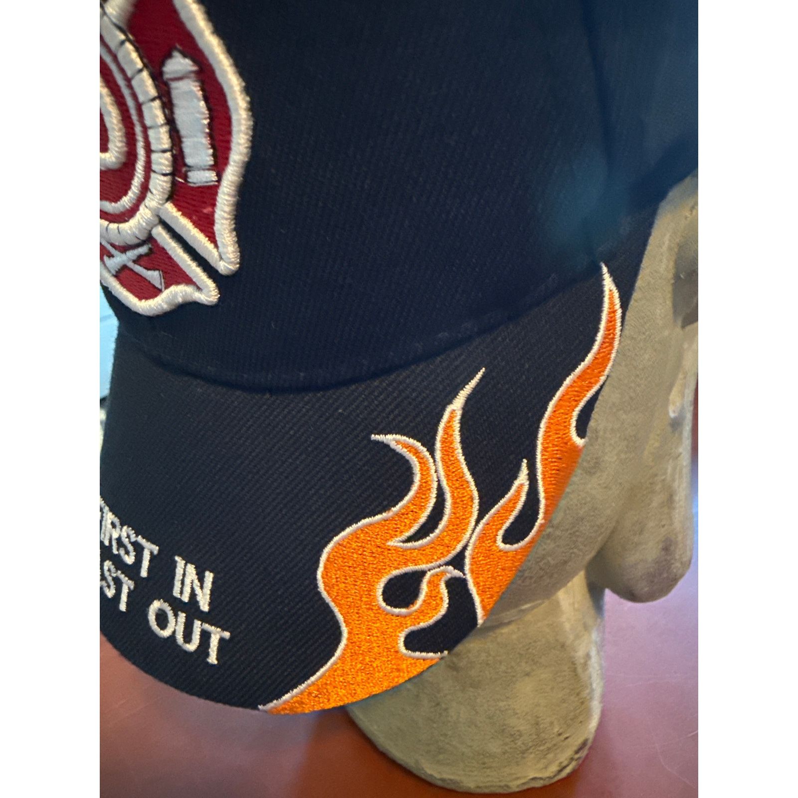 Other Fire Department Hat Orange Flames “First In Last Out” Size ONE SIZE - 2 Thumbnail