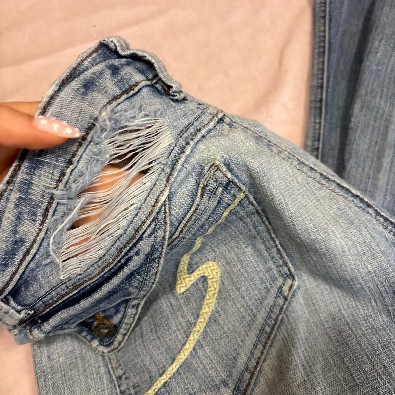 Other y2k distressed low rise flare jeans Size 30" / US 8 / IT 44 - 3 Thumbnail