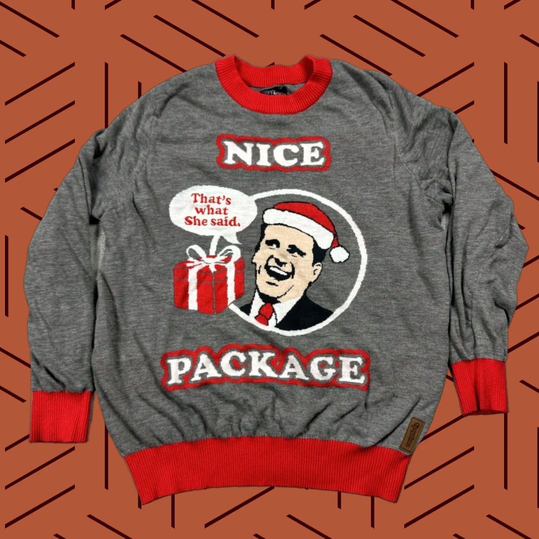 Vintage TIPSYELVES THE OFFICE UGLY CHRISTMAS SWEATER KNIT NICE PACKAGE ADULT 2XL Red Graphic Print Santa THATS WHAT SHE SAID Size XXL / US 16-18 / IT 52-54 - 1 Thumbnail