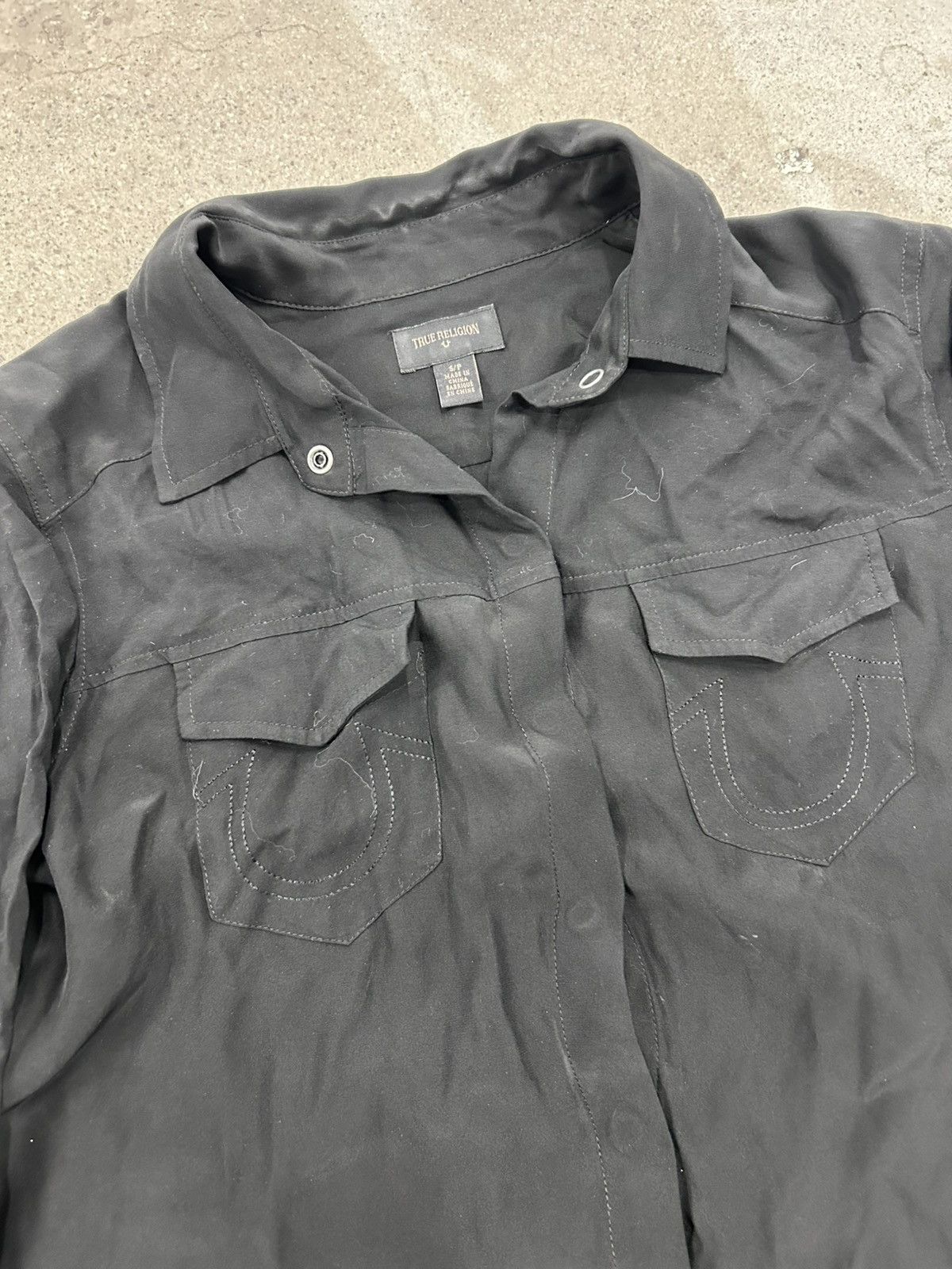 True Religion True Religion Women's Shirts Silk Black Relaxed Georgia Size S / US 4 / IT 40 - 2 Thumbnail