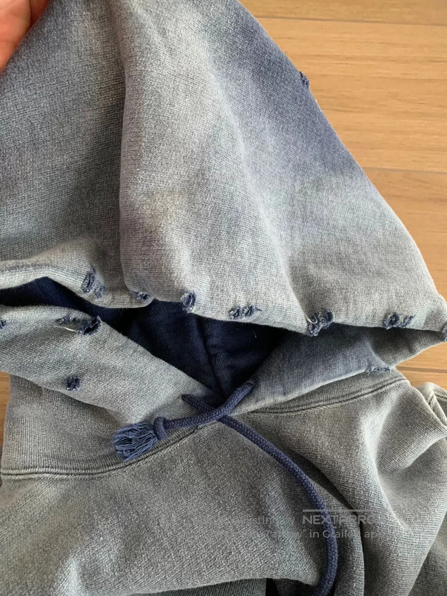 BALMUNG bow bow hard ageing hoodie with paint details. Size US XXL / EU 58 / 5 - 6 Thumbnail
