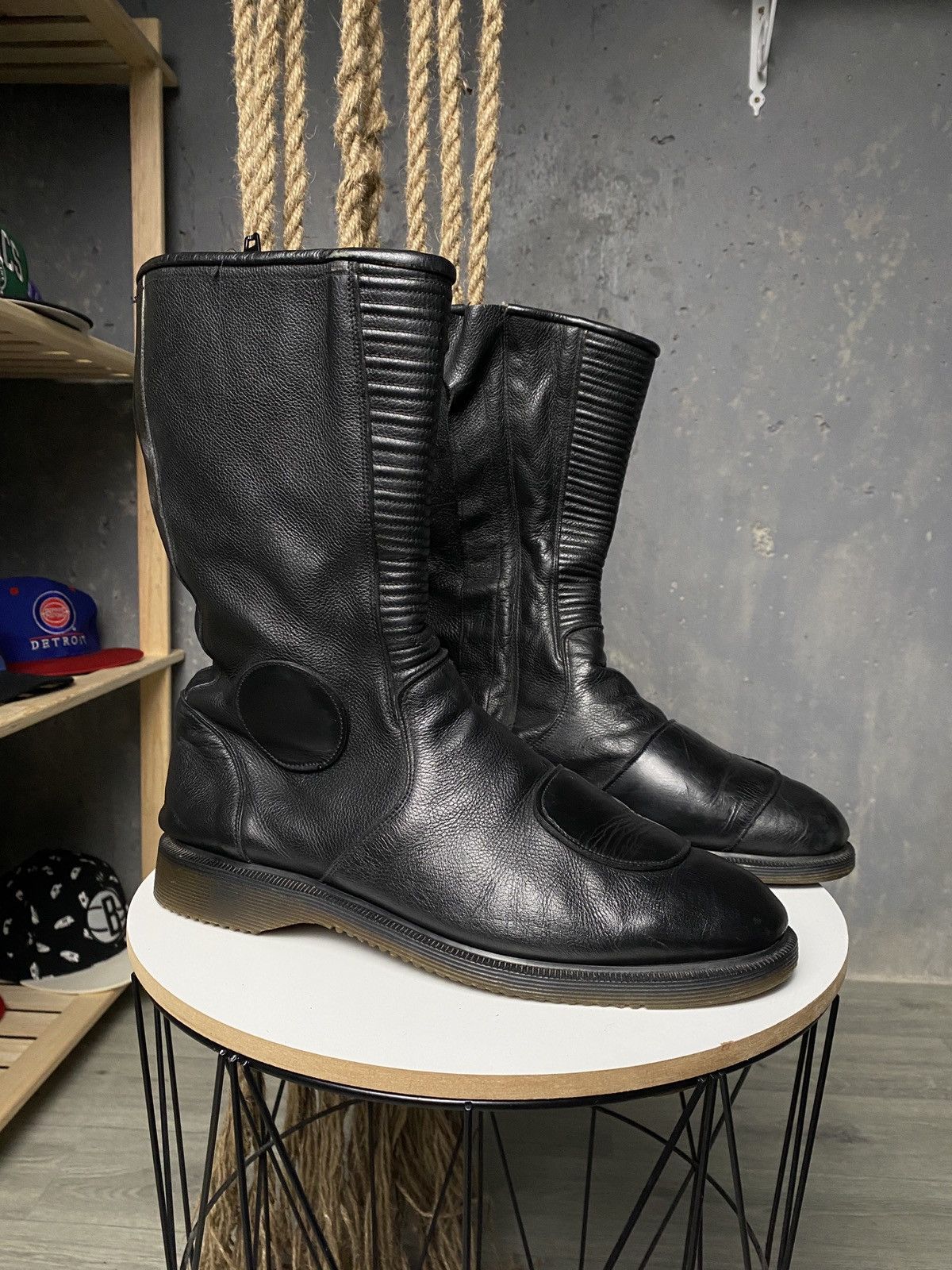 image of Vintage Dr Martens 80's 90's Biker Boots Made In England in Black, Men's (Size 11)