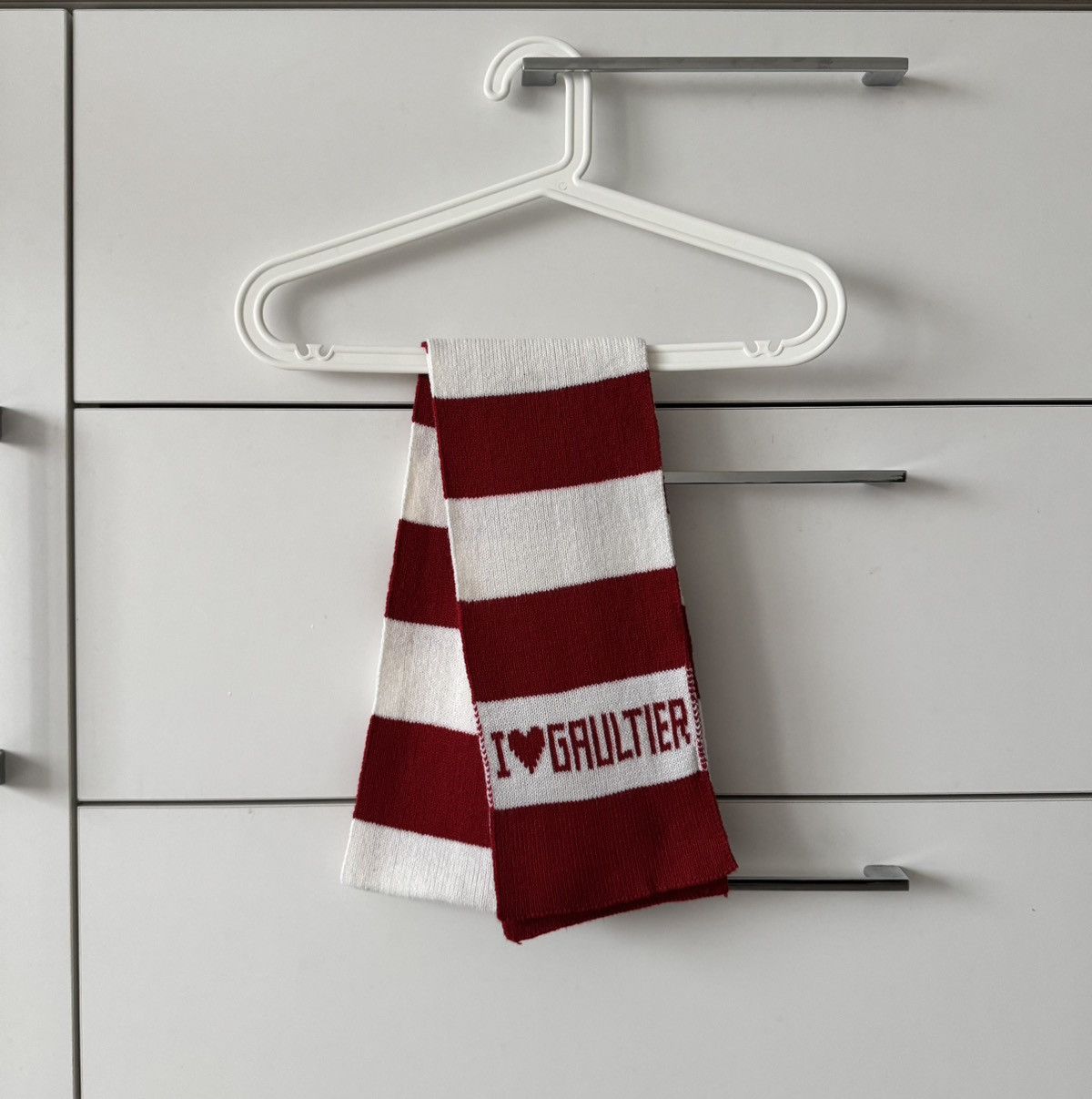Jean Paul Gaultier Jean Paul Gaultier “I Love Gaultier” Red White Stripe Scarf Size ONE SIZE - 2 Thumbnail
