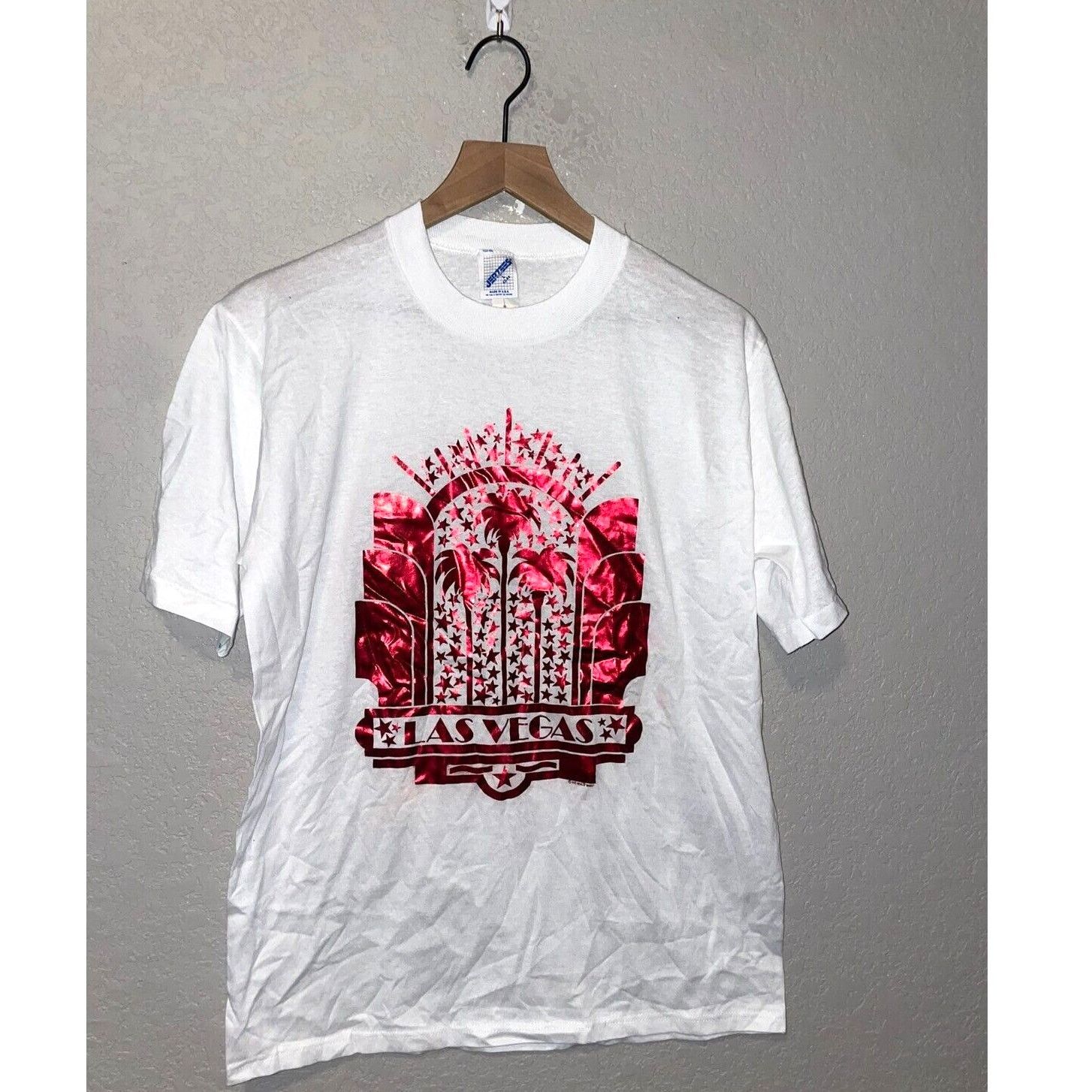 Jerzees Vintage Las Vegas Shirt Reflective Graphic White L White Tee Size US L / EU 52-54 / 3 - 1 Thumbnail