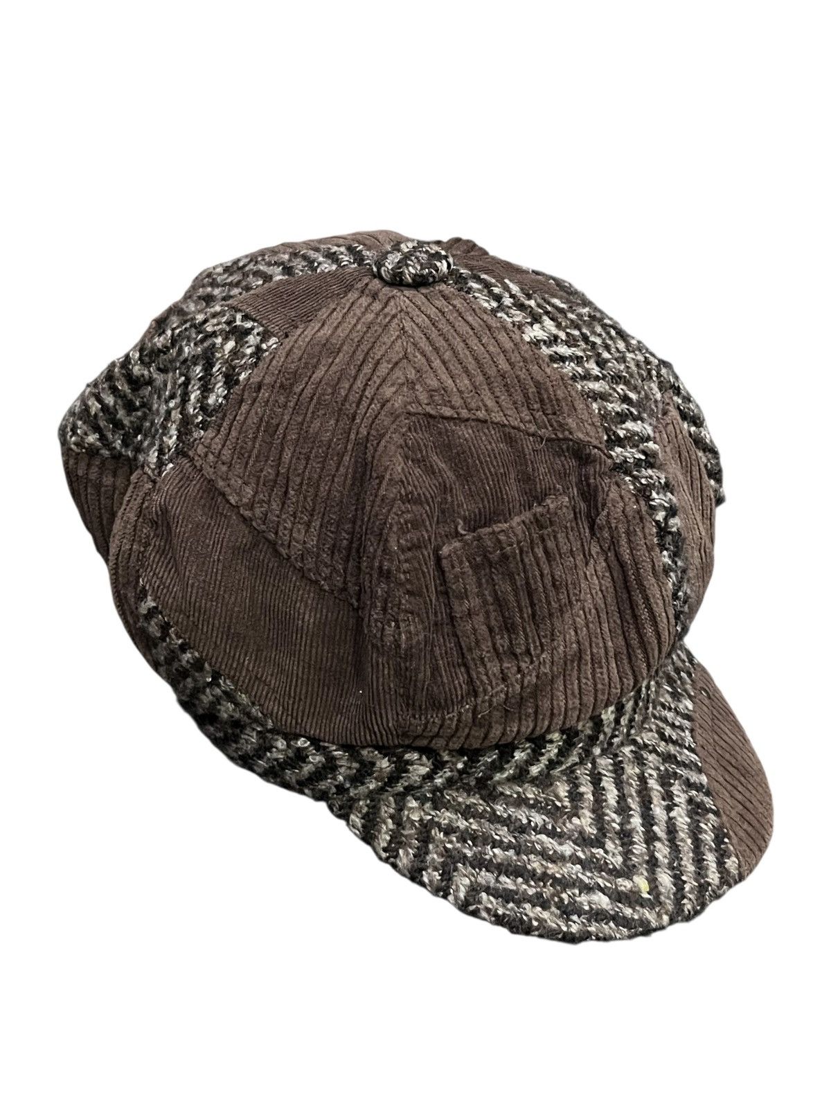 Designer Grunge Vintage Japanese Patchwork Corduroy Newsboy Hat Size ONE SIZE - 7 Thumbnail