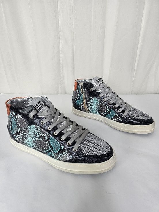 P448 P448 Turquoise Snake Silver Glitter Sneakers Luxe Streetwear Size US 11 / IT 41 - 2 Thumbnail