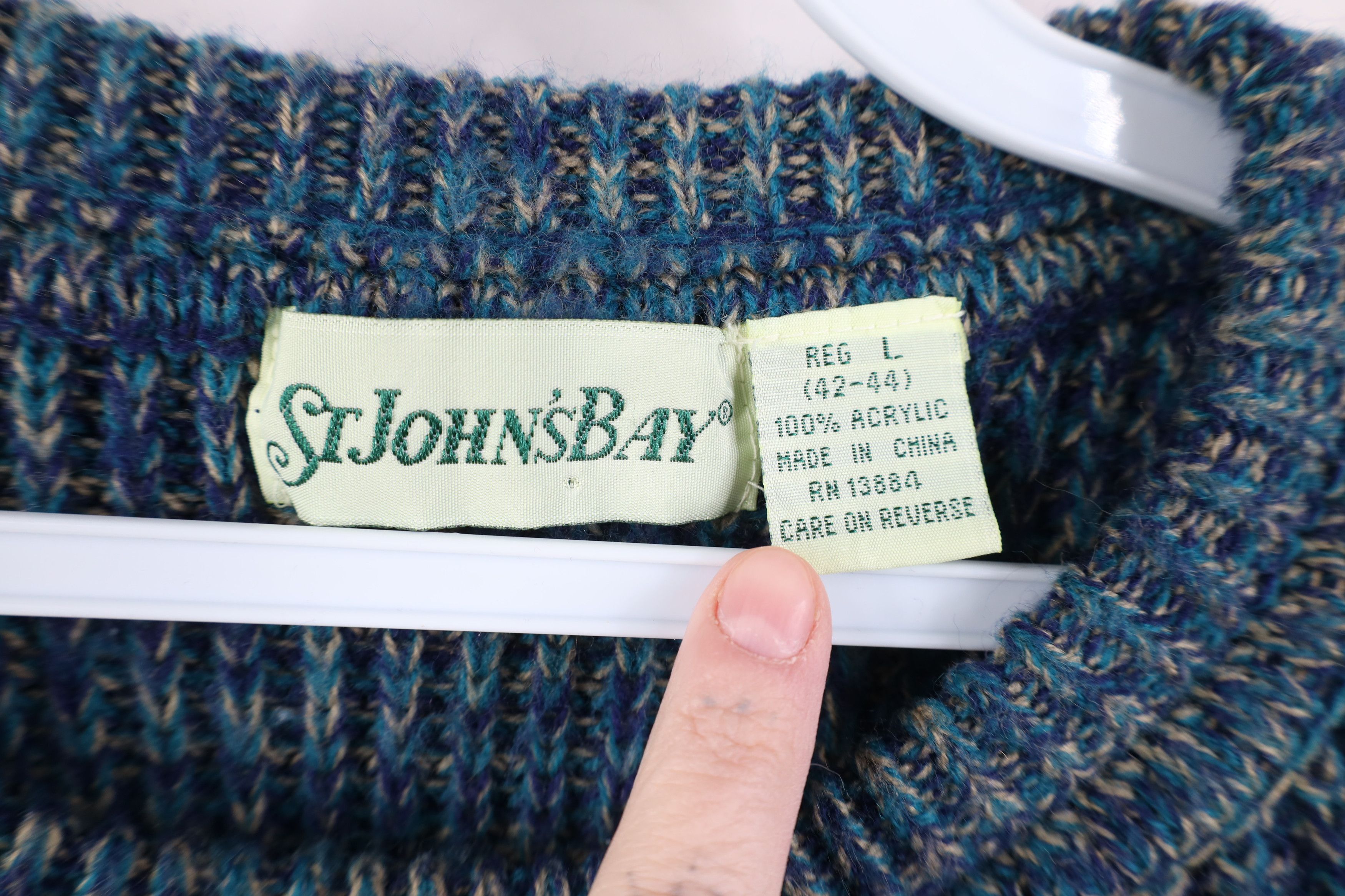 Vintage Vintage 90s Streetwear Blank Ribbed Knit Crewneck Sweater Size US L / EU 52-54 / 3 - 4 Thumbnail
