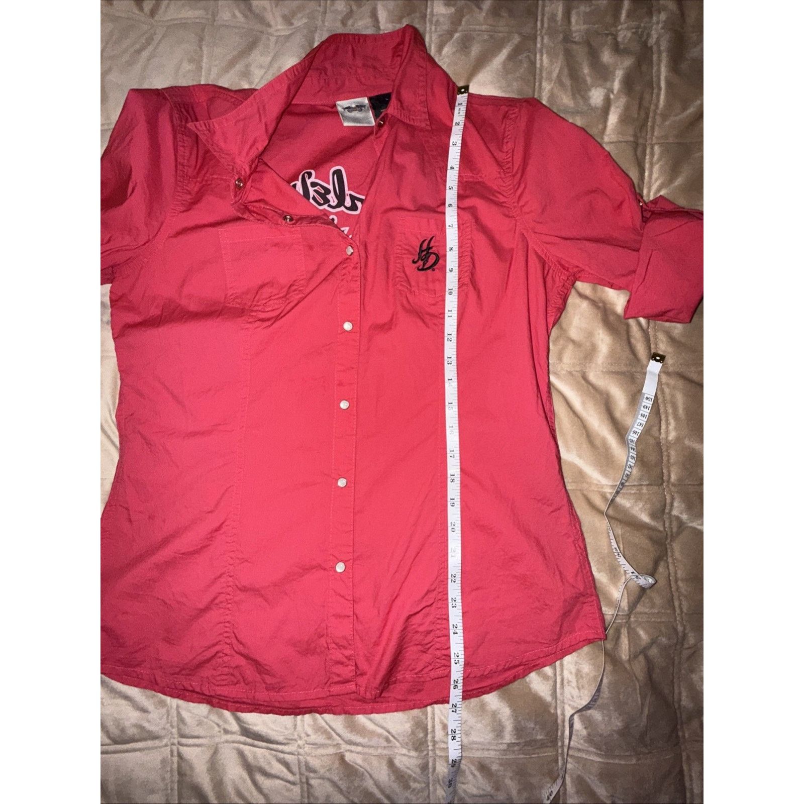 Harley Davidson Harley Davidson Wm's Pearl Snap Moto Western Pink Shirt Sz L Size L / US 10 / IT 46 - 6 Thumbnail