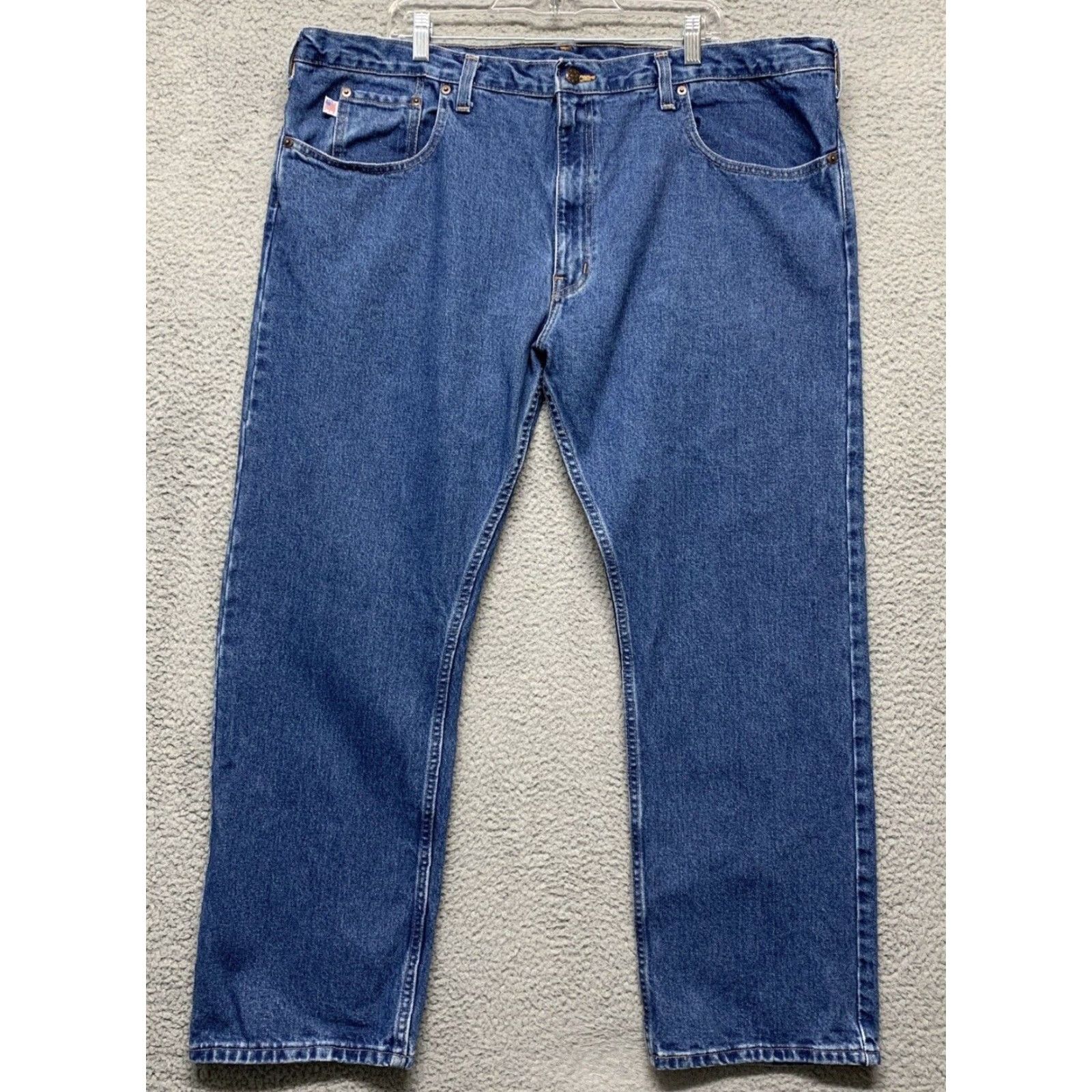 Vintage All American Jeans Men's 44x30 Denim Dark Wash 5-Pocket Straight Regular Fit USA Made Belt Loops 46x30 46x30? Size US 44 / EU 60 - 2 Thumbnail