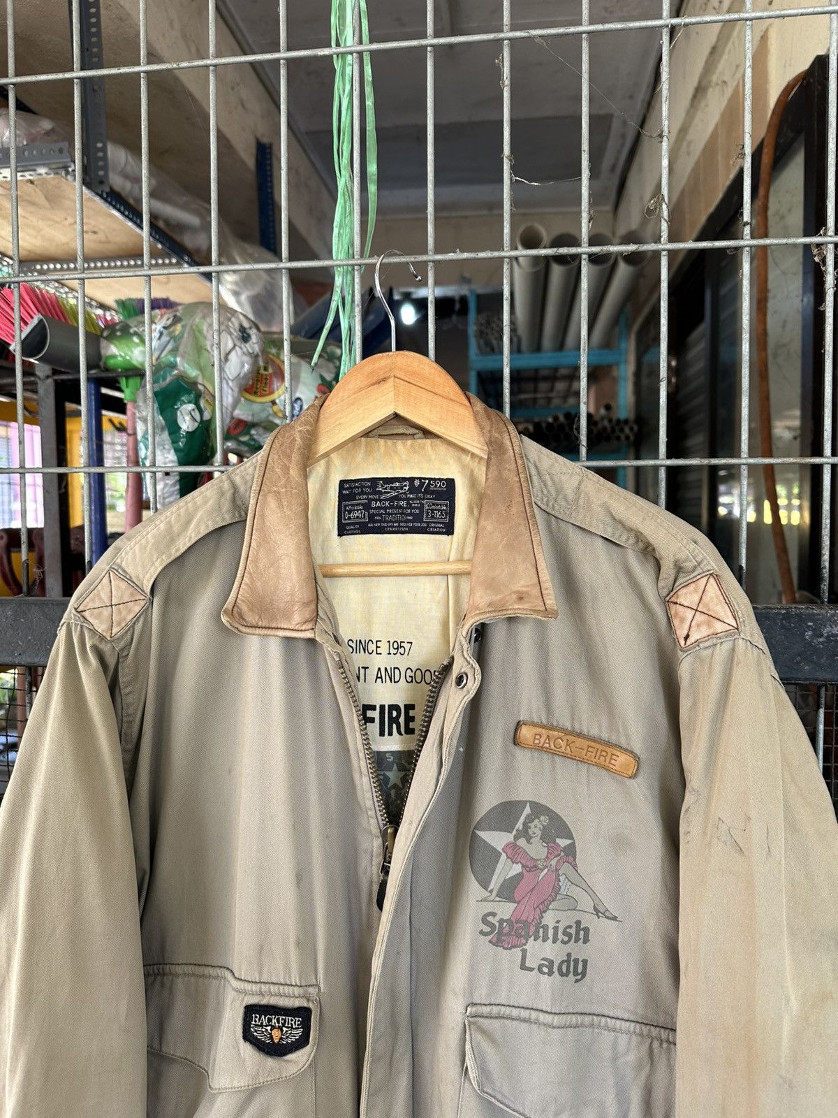 Vintage 👹Vintage THRASHED Back Fire FLYING TIGERS Bomber Jacket Size US M / EU 48-50 / 2 - 6 Thumbnail