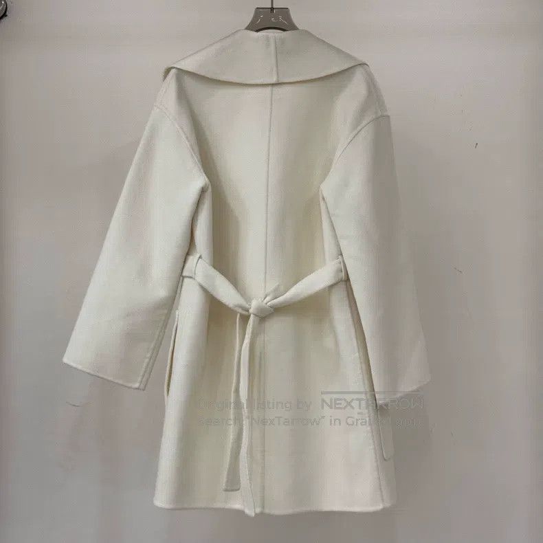 Hermes Hermes White Lapel Mid-Length Tailored Cashmere Overcoat Size XXS / US 00 / IT 34 - 2 Thumbnail