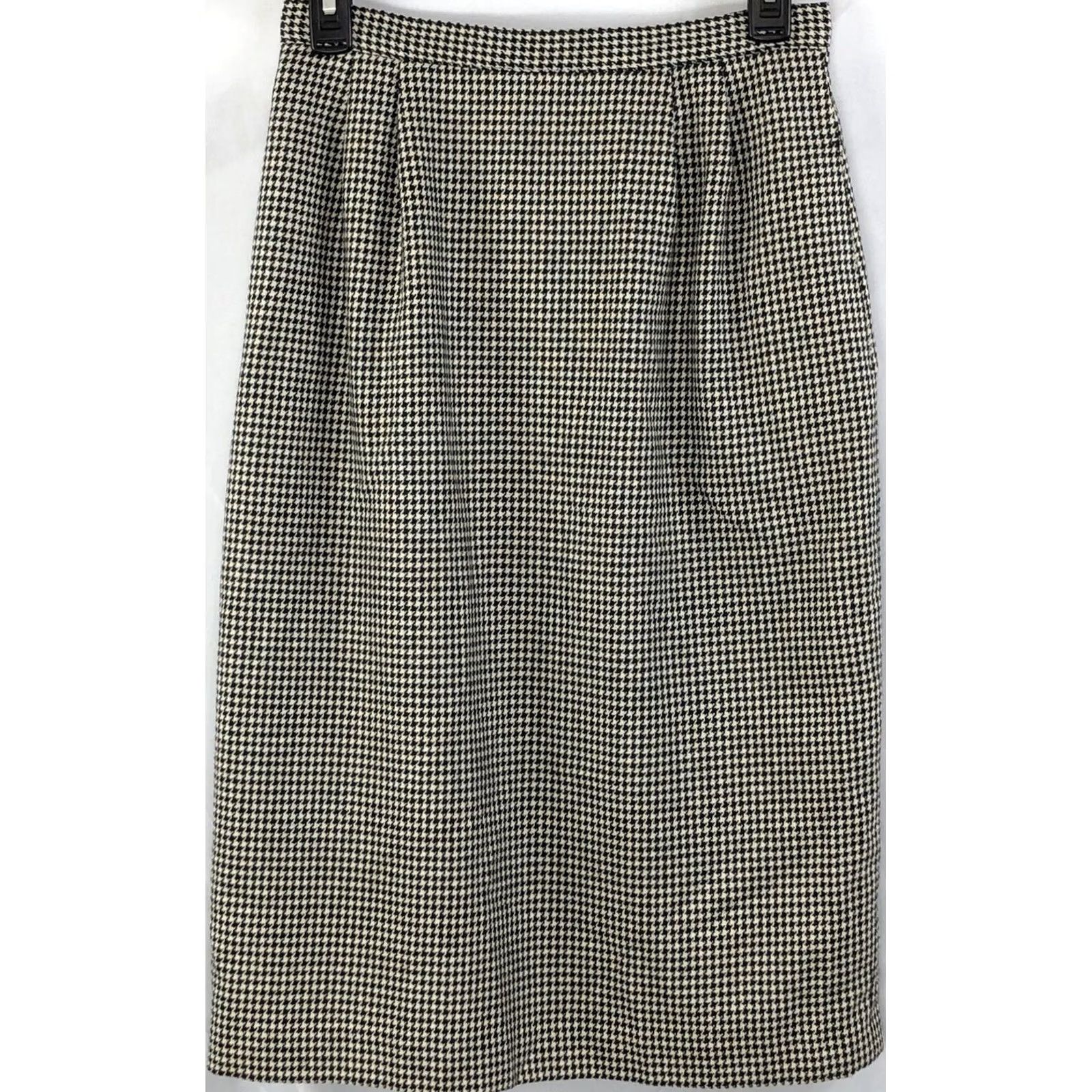 Vintage VINTAGE Skirt 8 Blk Wht Houndstooth Tweed Wool Blend Career Office 90s Womens Size 30" / US 8 / IT 44 - 4 Thumbnail