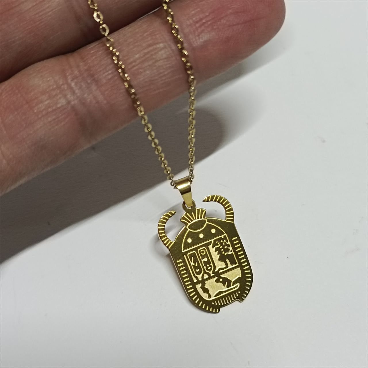 Other Gold-plated scarab pendant hieroglyphs Egyptian style Size ONE SIZE - 1 Thumbnail