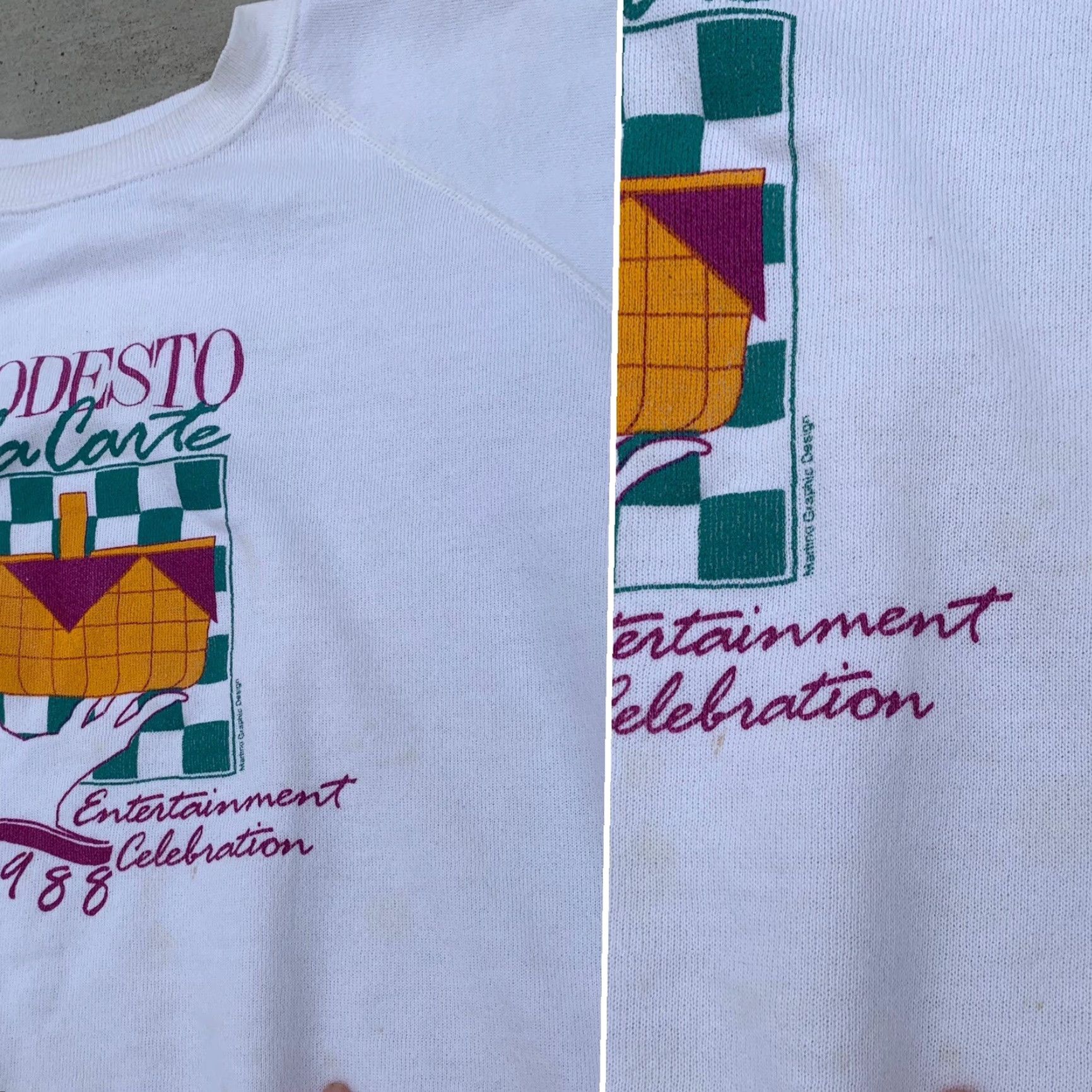 Hanes VINTAGE Modesto a la Carte A Food and Entertainment Celebration 1988 Sweatshirt Size US L / EU 52-54 / 3 - 6 Thumbnail