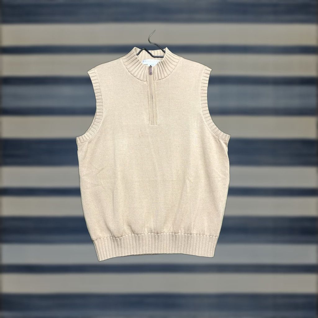 Vintage Martin Merino Wool Sweater Vest Mens Large 1/4 Zip Italian Tan Beige Designer Size US L / EU 52-54 / 3 - 1 Thumbnail