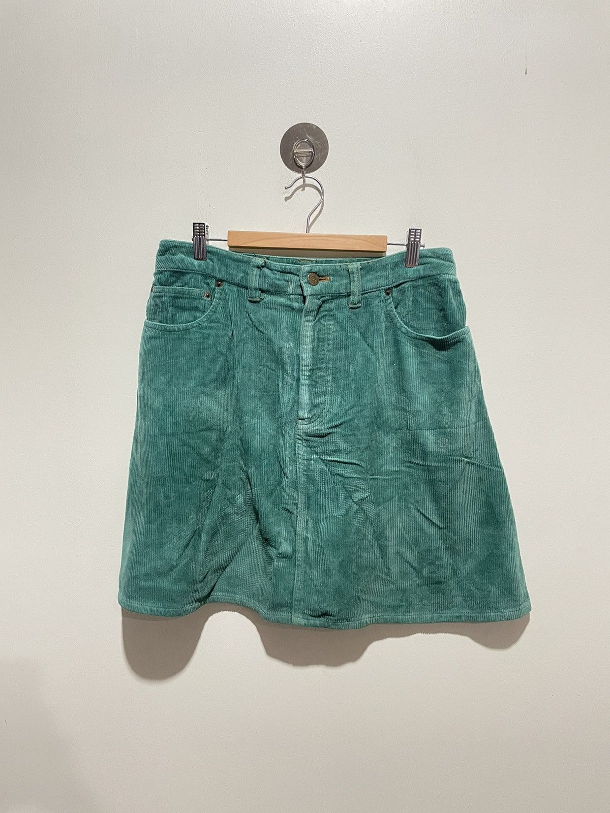 image of Vintage Lovers House By Super Lovers Green Corduroy Skirt, Women's (Size 31)