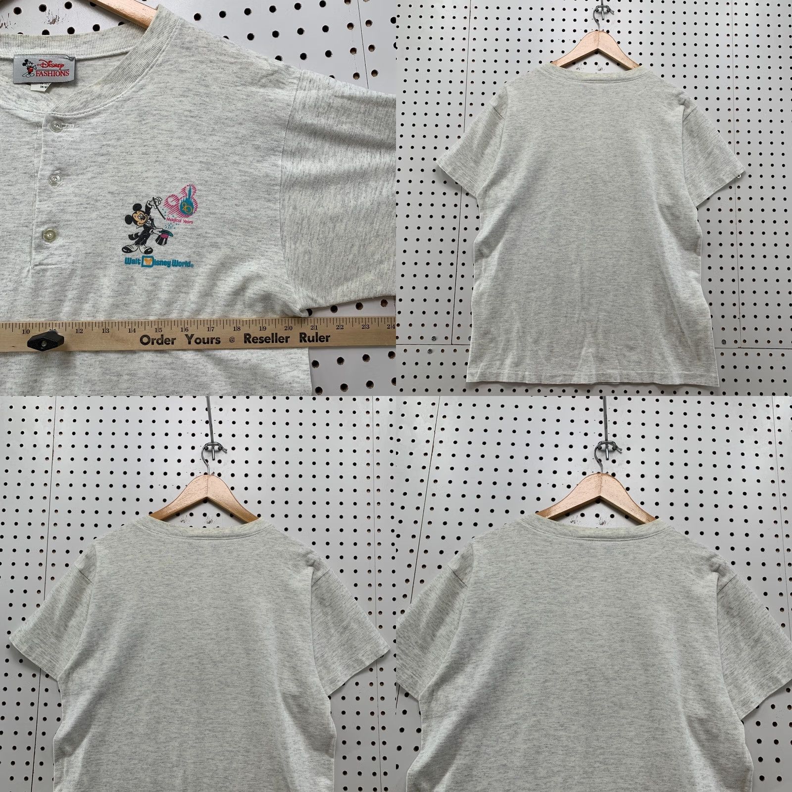 Disney Vintage 90s Disney Henley Shirt Gray Single Stitch 20th Anniversary Small 21x26 Size US S / EU 44-46 / 1 - 9 Thumbnail