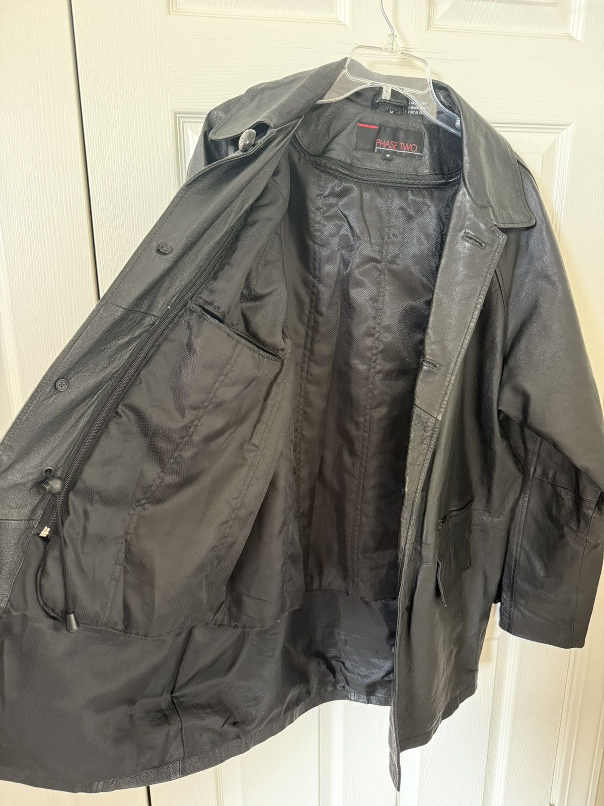 Other 1990s Phase Two Vintage Black Leather Coat Zip Out Liner Size US M / EU 48-50 / 2 - 4 Thumbnail
