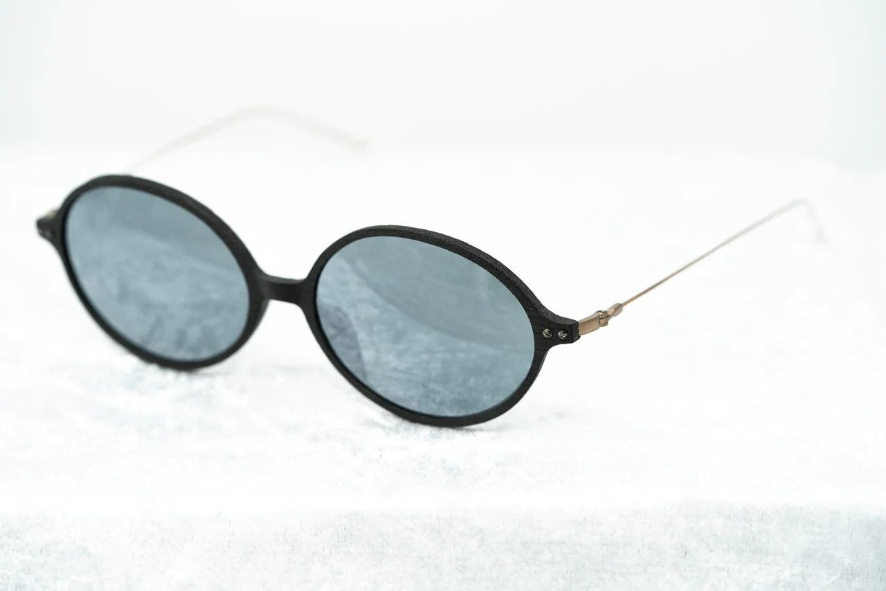 Ann Demeulemeester Sunglasses Oval Black and Grey Mirror