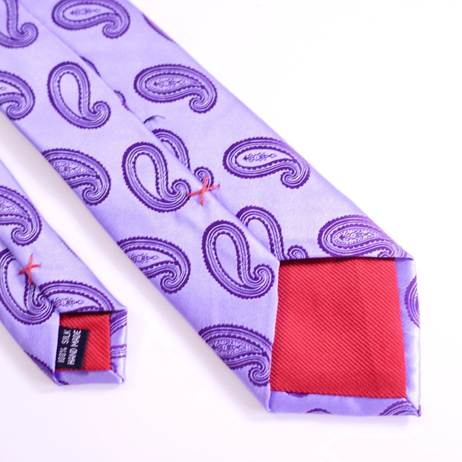 Byron Byron British Style Italy Woven Purple Paisley Long Silk Tie Size ONE SIZE - 5 Thumbnail