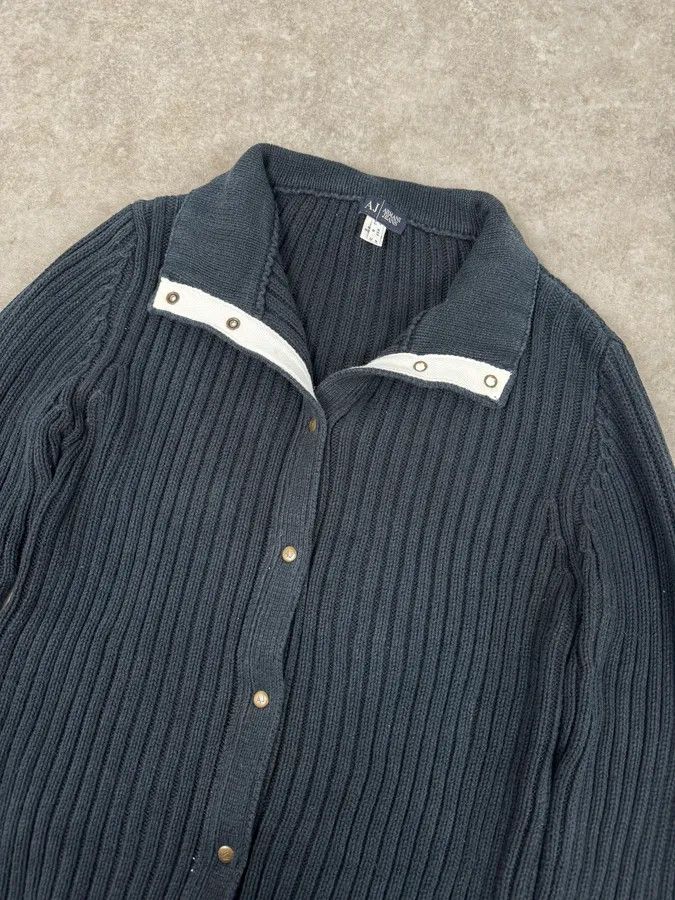 Armani Armani Navy Buttoned Turtleneck Wool Sweater Size S / US 4 / IT 40 - 5 Thumbnail