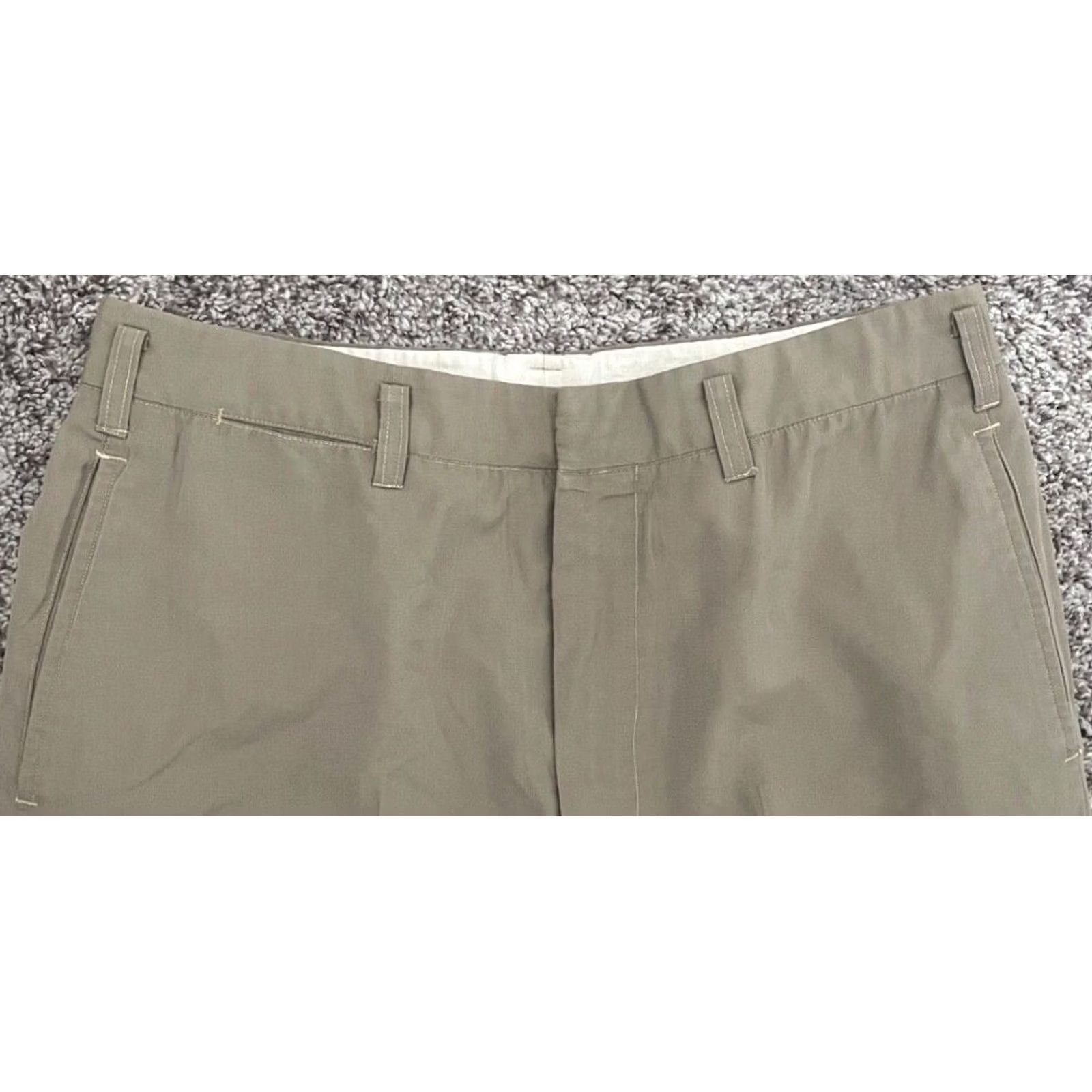 Vintage Tan Khaki Pleated Uniform Pants Men's 33 x 27 Front Belt Loops Pockets Size US 33 - 2 Thumbnail