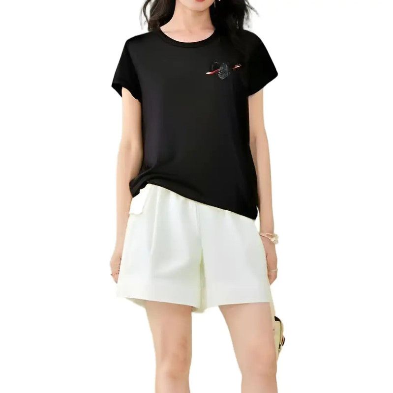 Valentino Valentino Black Cotton Print Short Sleeve T-shirt 0089 Size M / US 6-8 / IT 42-44 - 1 Thumbnail