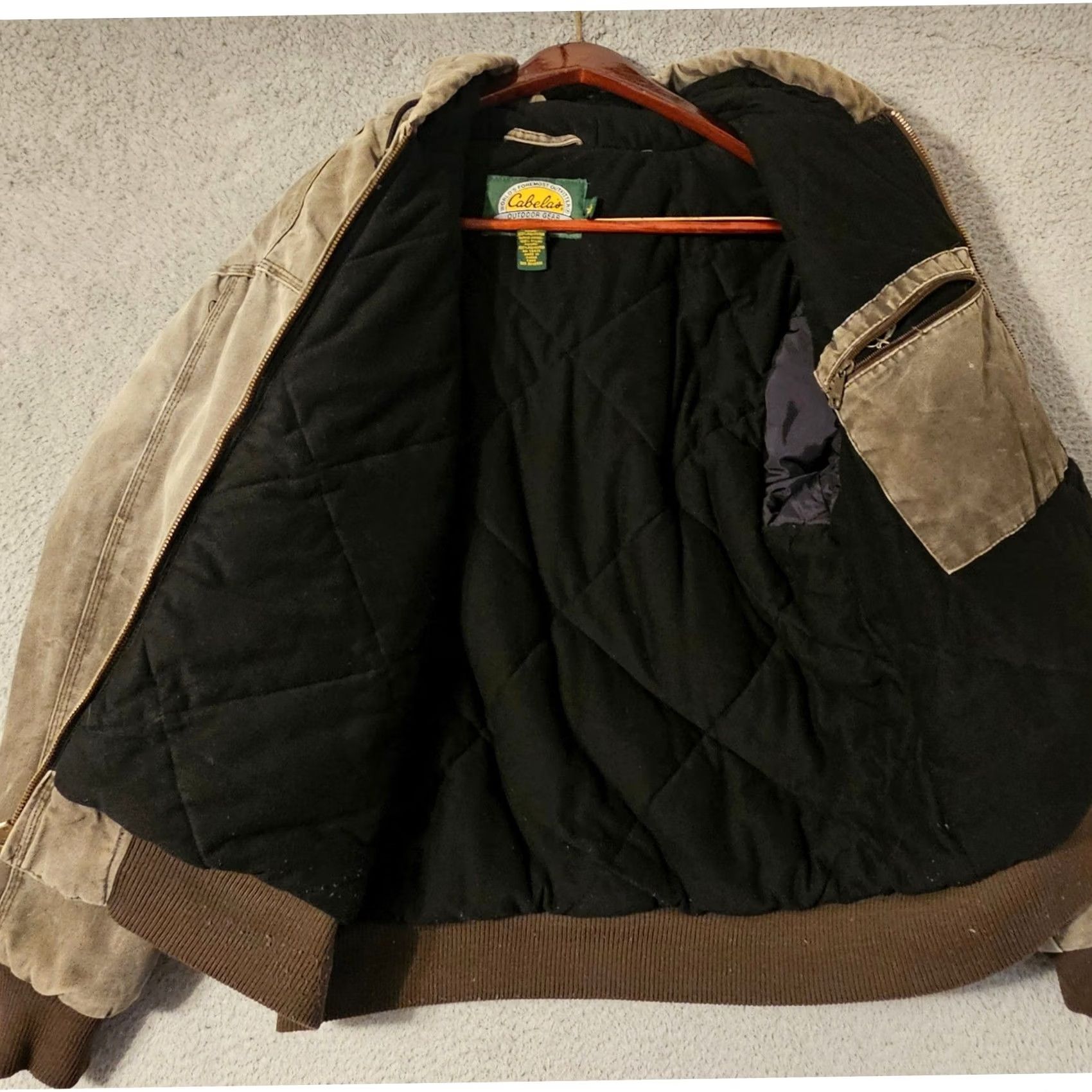 Vintage Cabelas Outdoor Gear Jacket Hooded Quilted Lined Brown Canvas Work Large Mens Size US L / EU 52-54 / 3 - 3 Thumbnail