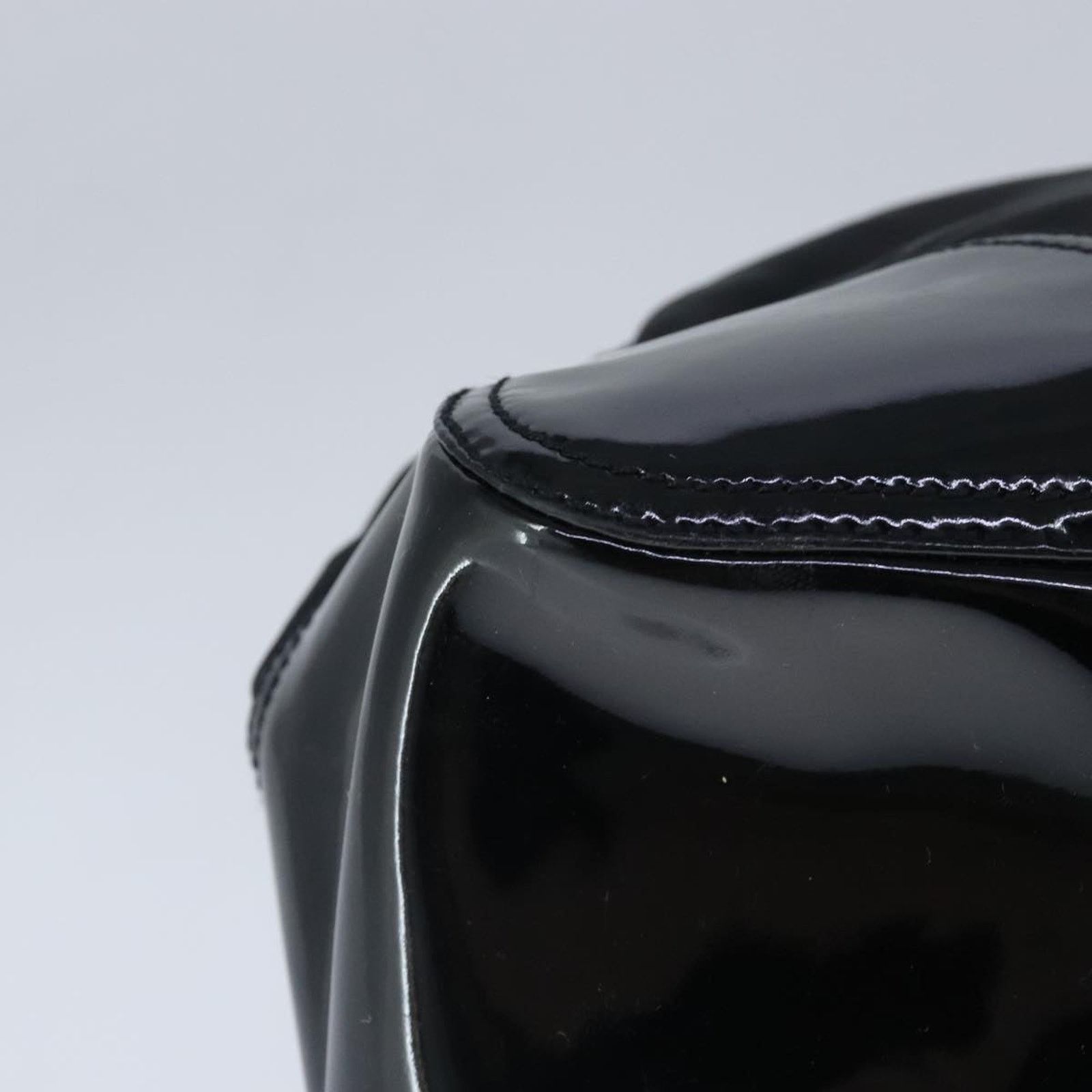 Prada Chain Tote Black Nylon Patent Leather