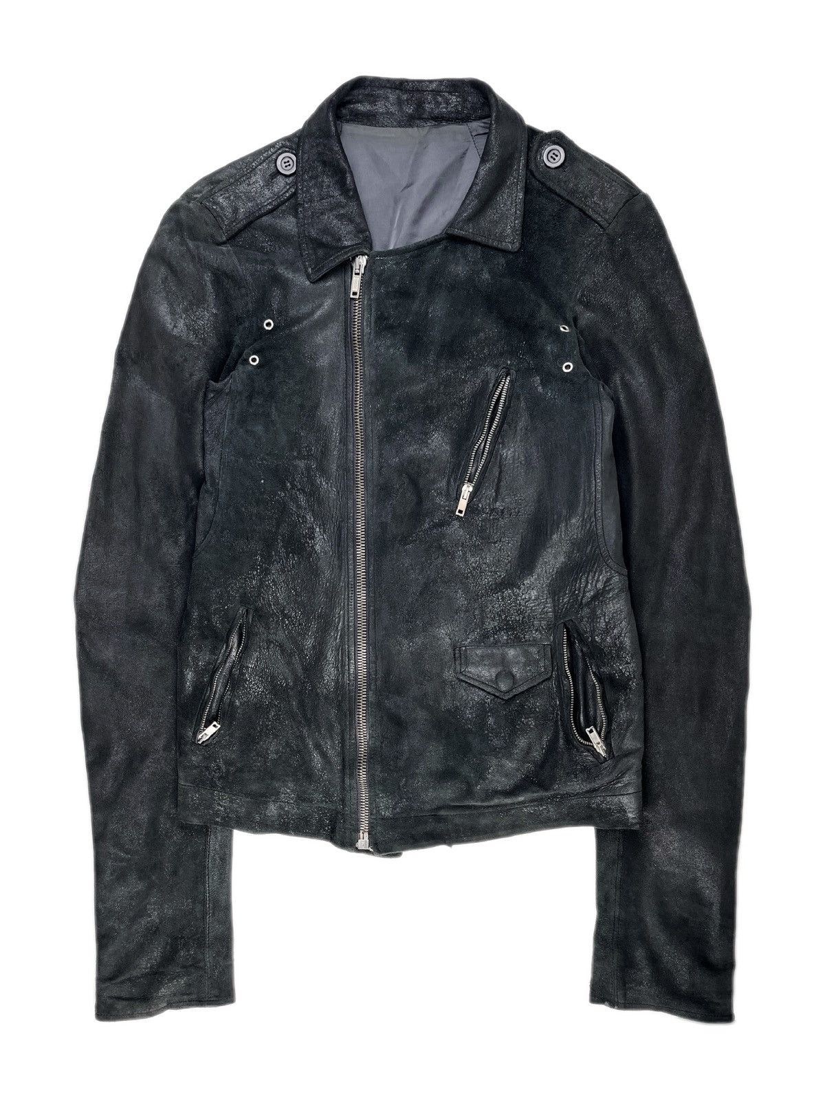 image of Ss06 Rick Owens Blistered Lamb Stooges Leather Jacket in Black, Men's (Size Small)