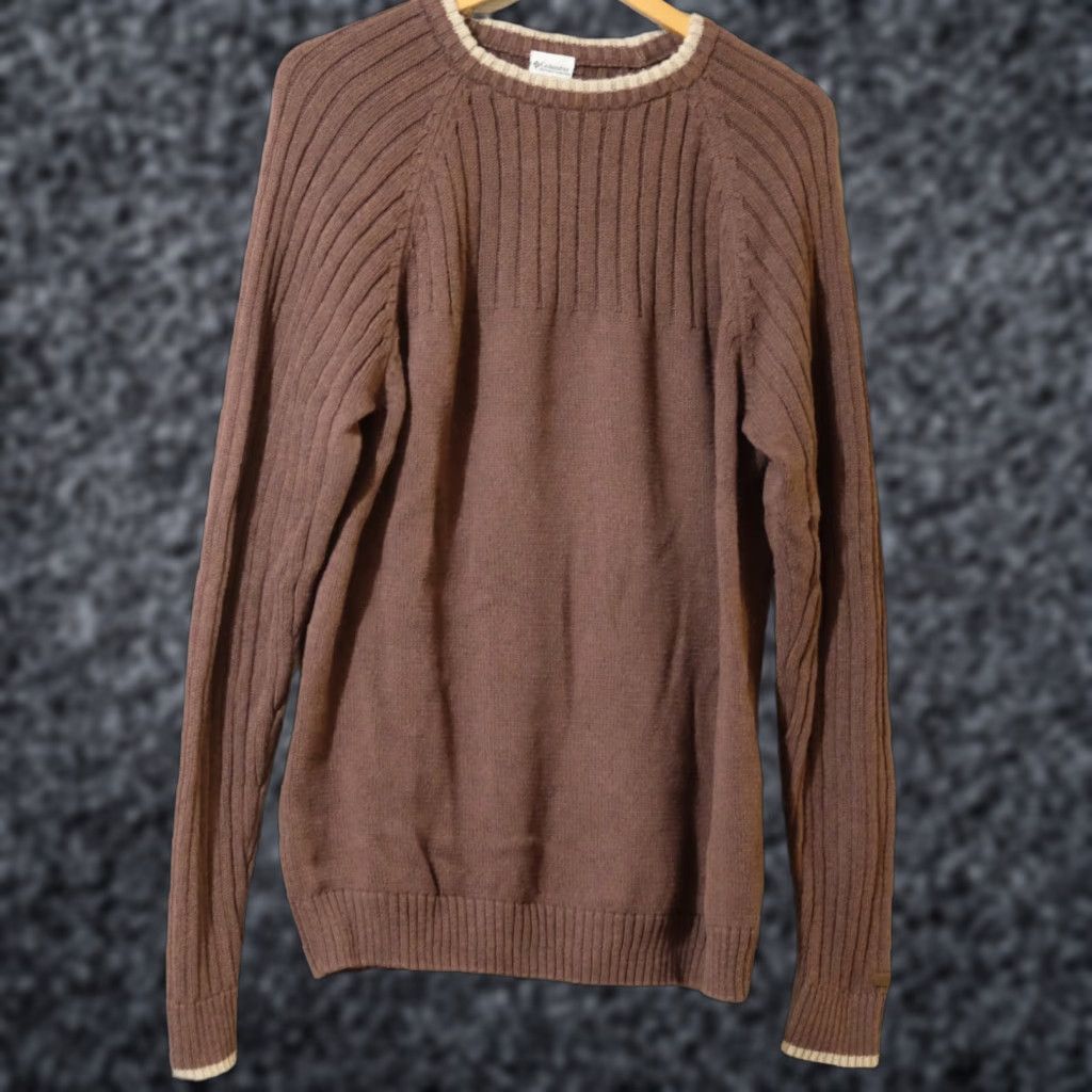 Vintage Columbia Pullover Sweater Brown Crew Neck Ribbed 100% Cotton Mens XL #A2-60 Size US XL / EU 56 / 4 - 1 Thumbnail