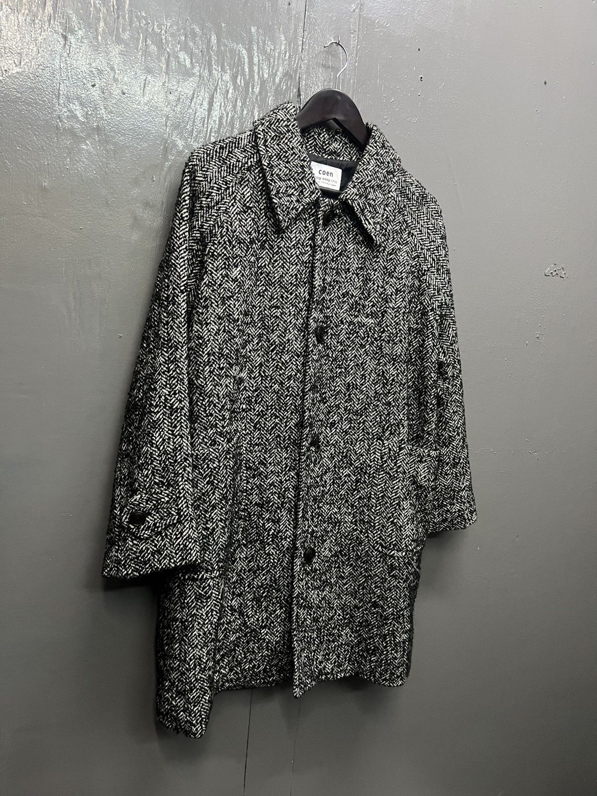 Japanese Brand Coen Herringbone Twill Coat Jacket Size US L / EU 52-54 / 3 - 3 Thumbnail