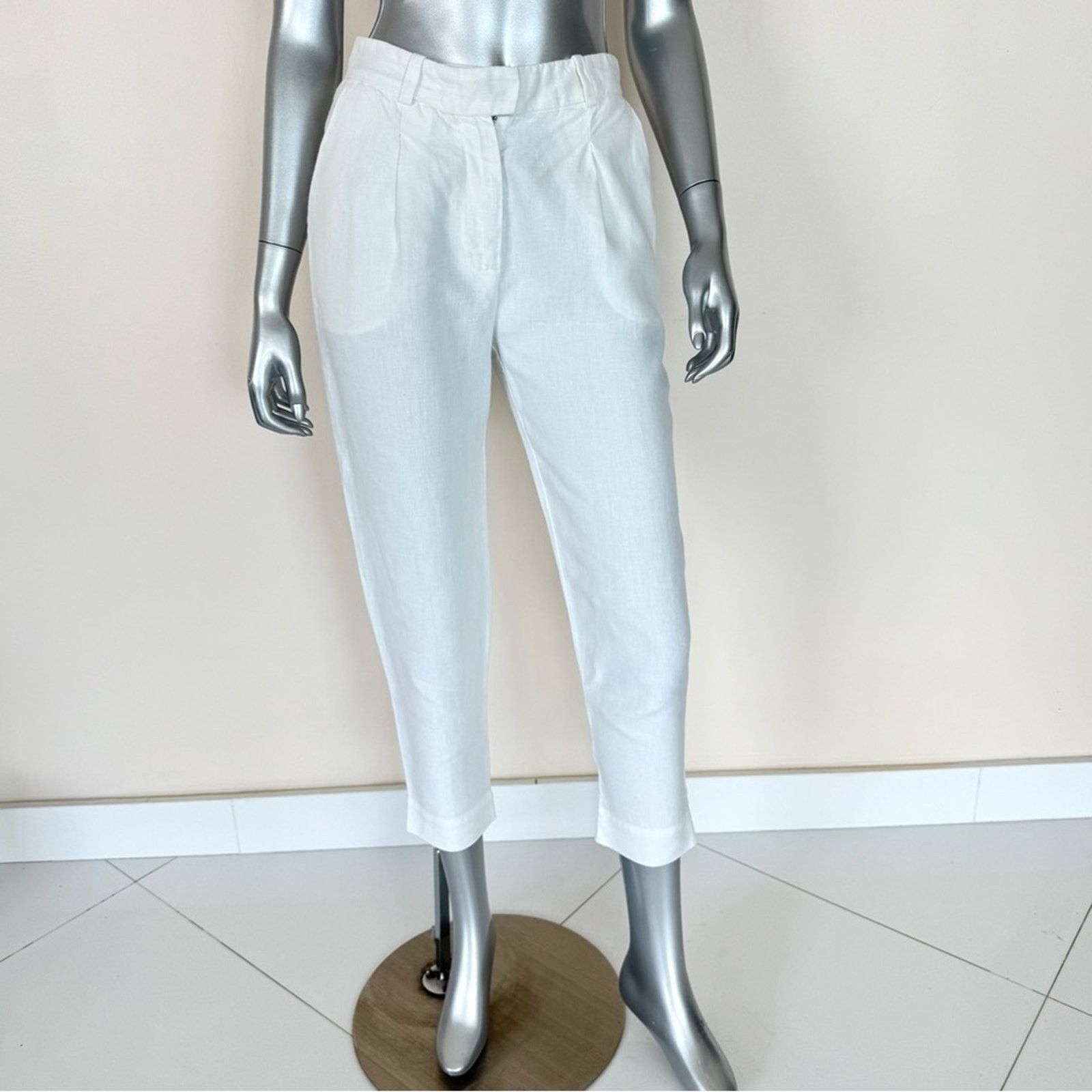 120% Lino 120 % Lino white women pants size 6 US Retail 350$ Size 28" / US 6 / IT 42 - 1 Thumbnail