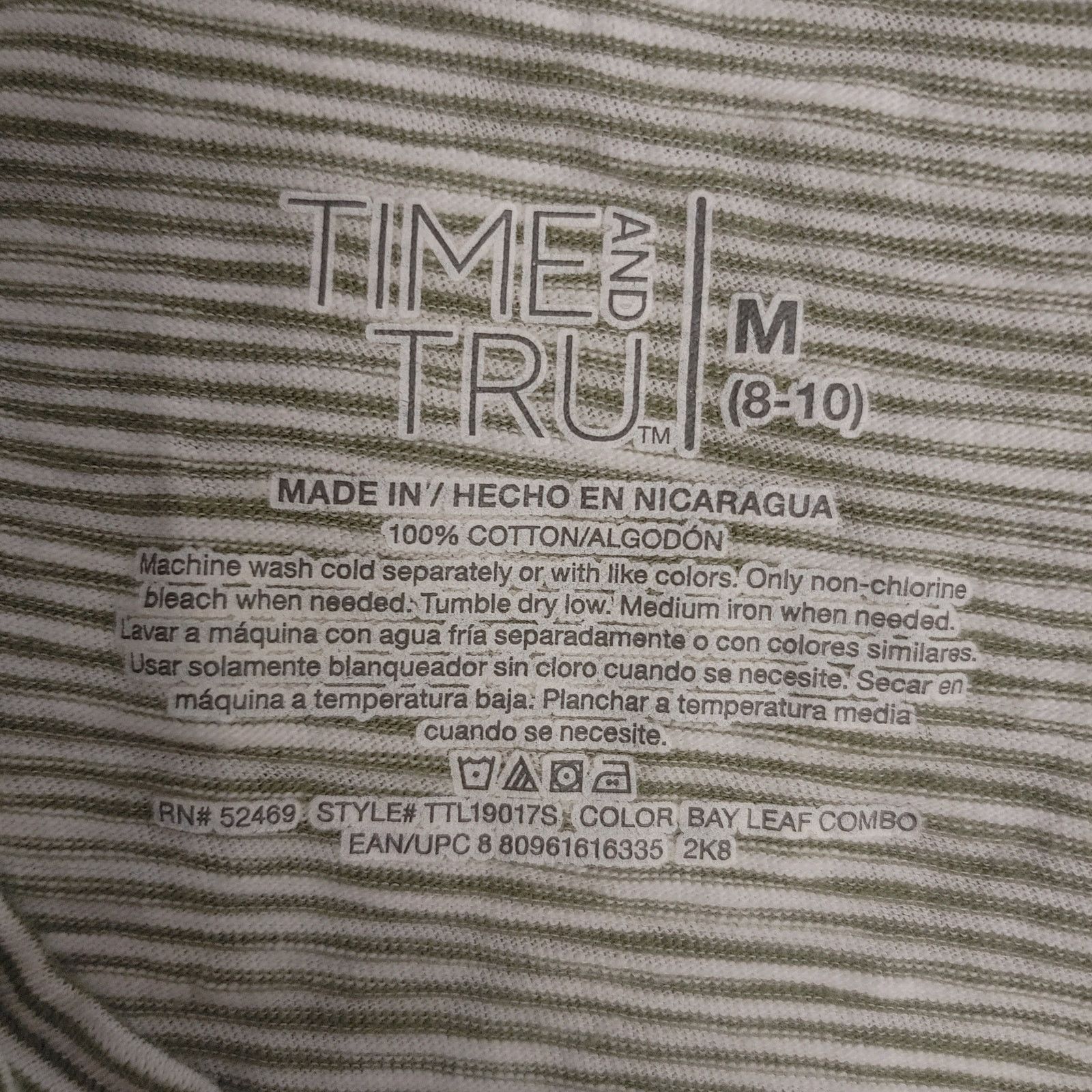 Other Time and Tru Women's M (8-10) Light Gray/White Stripe Tee Size M / US 6-8 / IT 42-44 - 3 Thumbnail