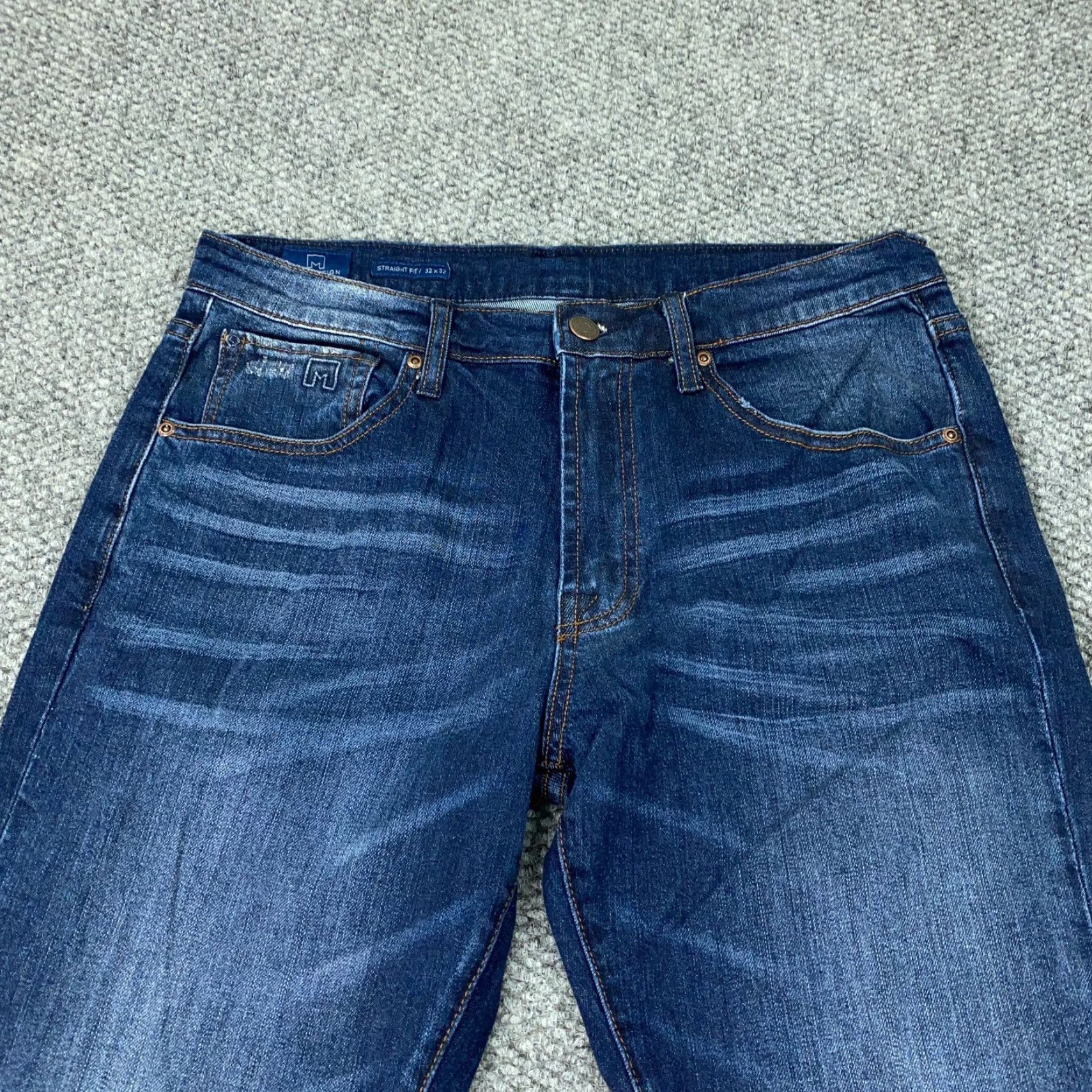 Vintage Michael Strahan M Collection Jeans Mens Blue 32x32 Faded Straight Fit Stretch Size US 33 - 3 Thumbnail