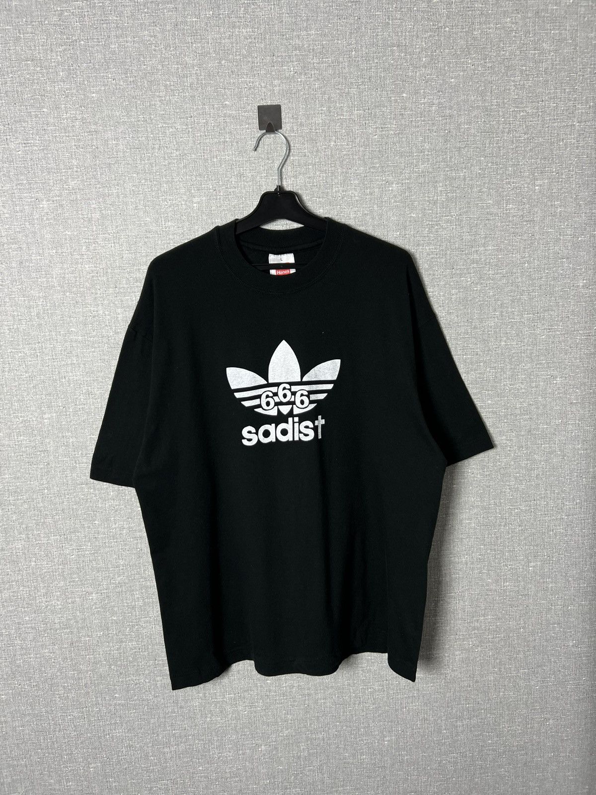 Vintage 90s 666 Sadist Adidas Trefoil Logo Tee Archaic Smile